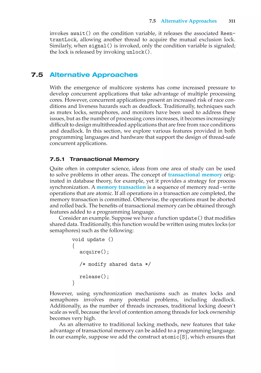 7.5 Alternative Approaches
7.5.1 Transactional Memory