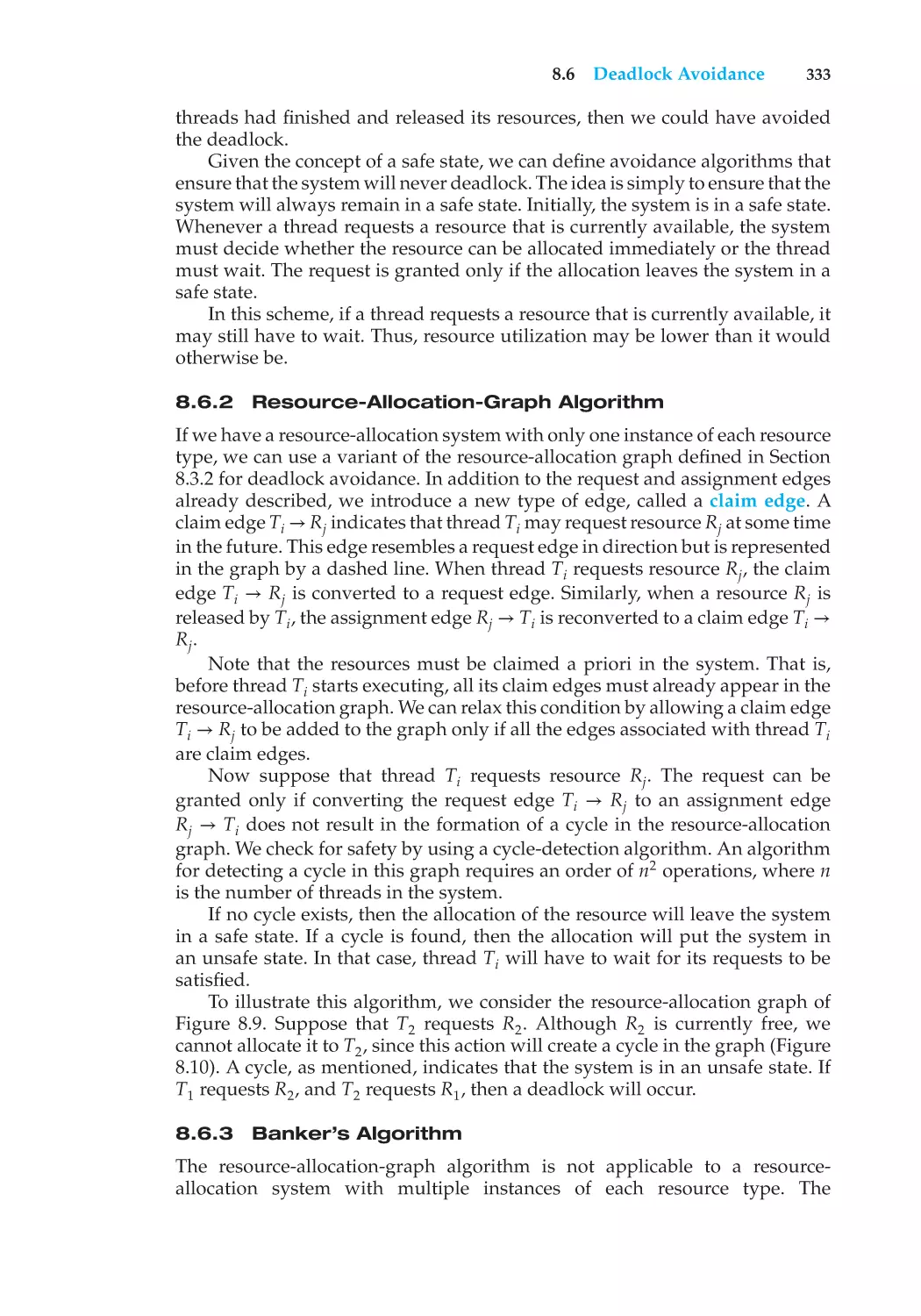 8.6.2 Resource-Allocation-Graph Algorithm
8.6.3 Banker’s Algorithm