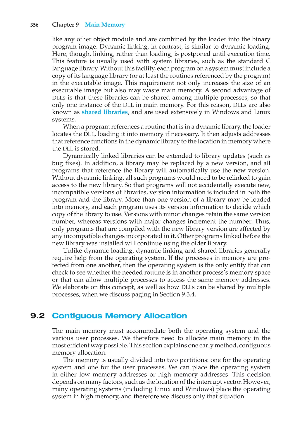 9.2 Contiguous Memory Allocation