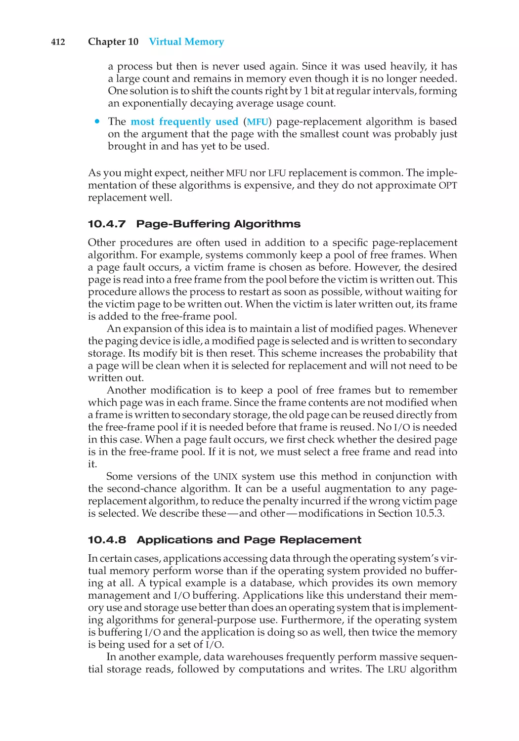 10.4.7 Page-Buffering Algorithms
10.4.8 Applications and Page Replacement