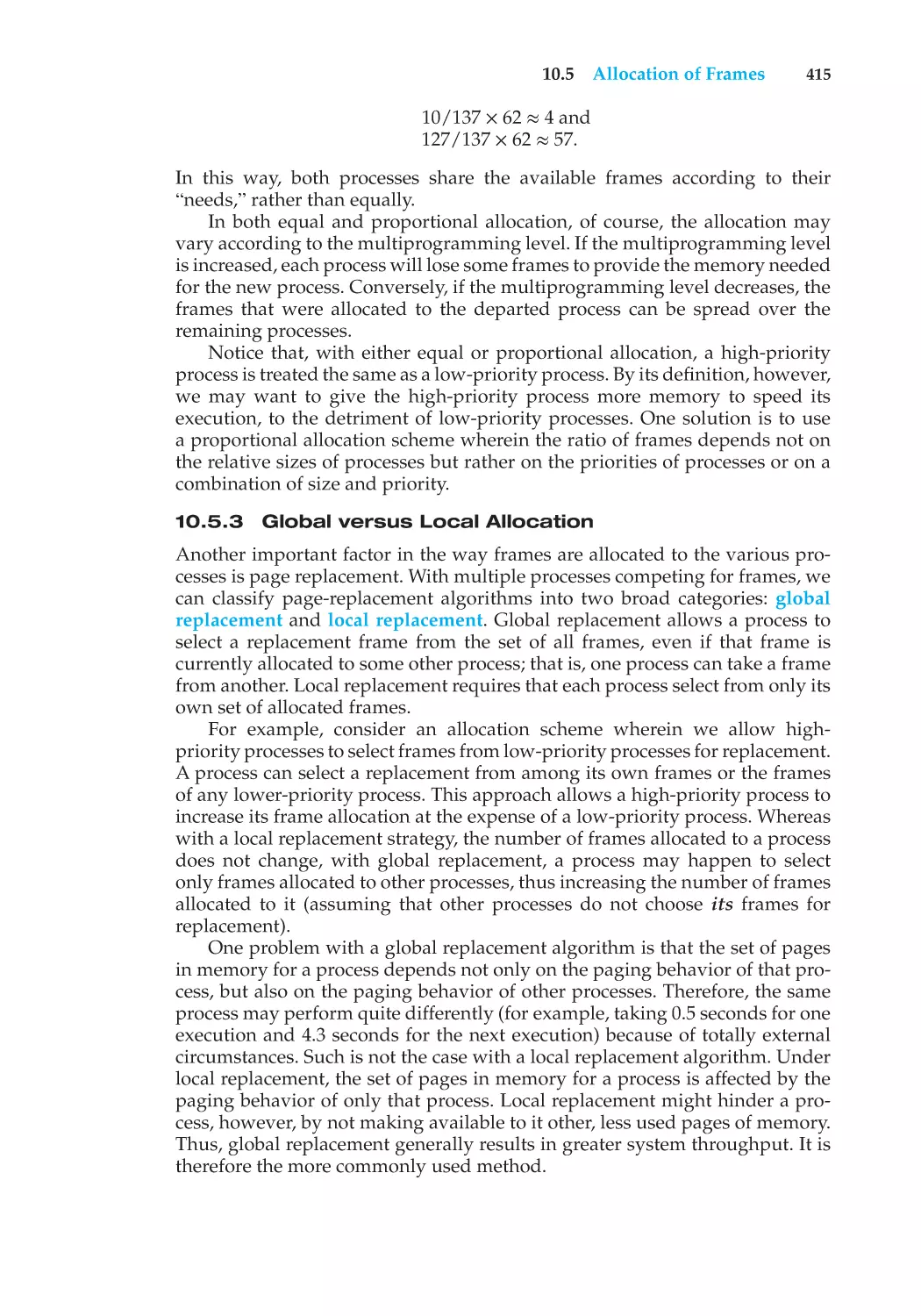 10.5.3 Global versus Local Allocation