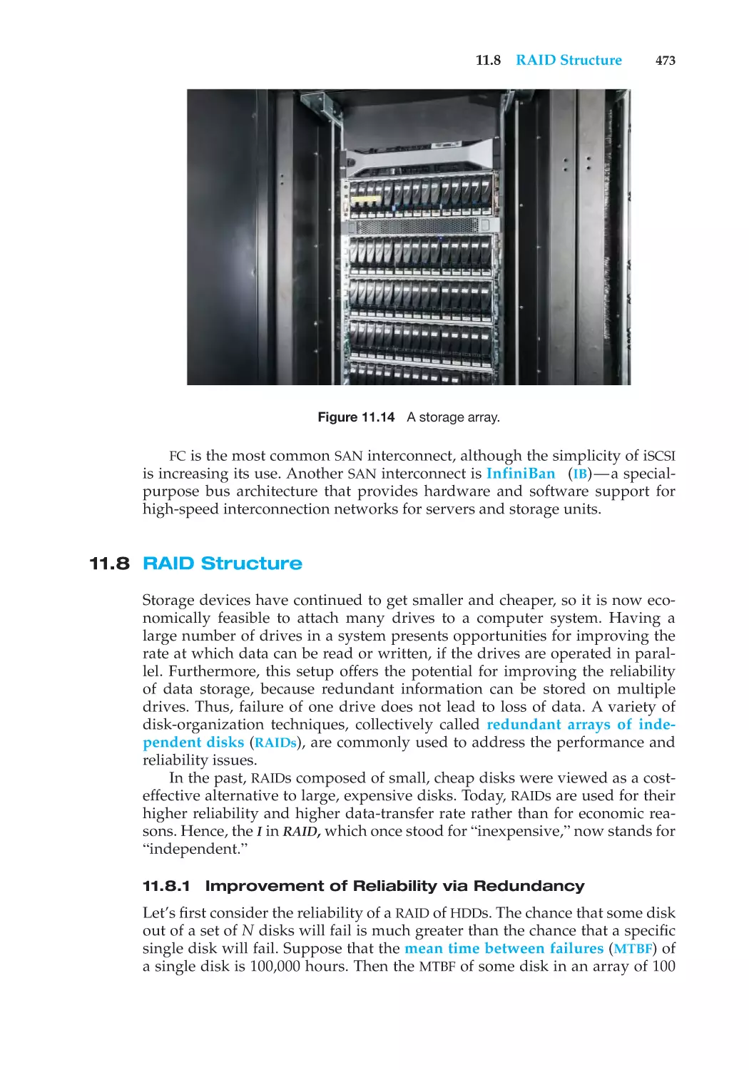 11.8 RAID Structure
11.8.1 Improvement of Reliability via Redundancy