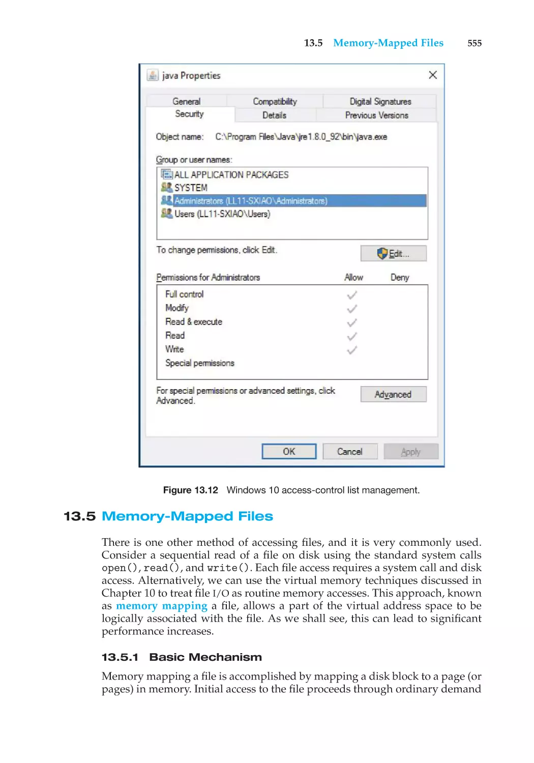 13.5 Memory-Mapped Files
13.5.1 Basic Mechanism