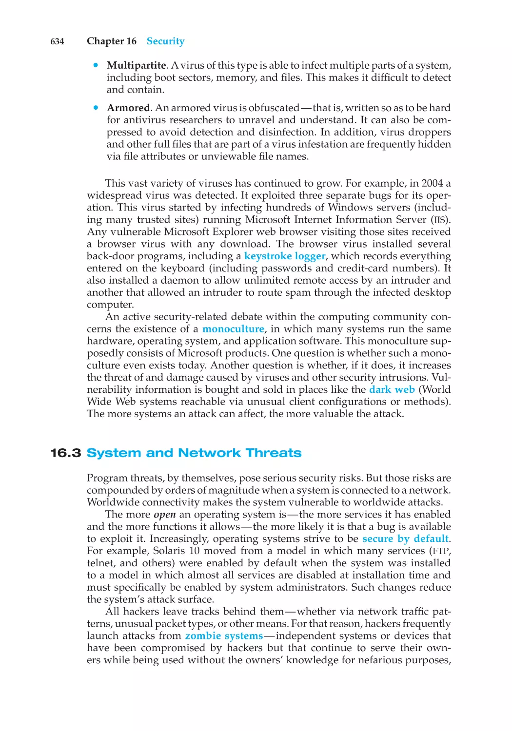 16.3 System and Network Threats