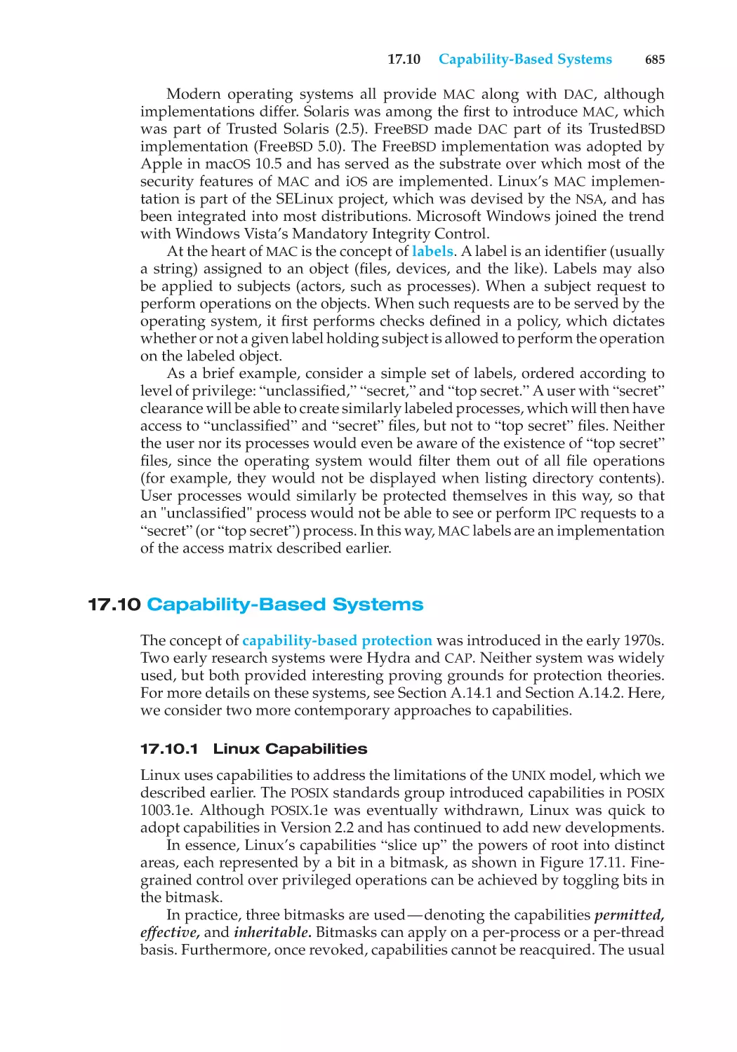 17.10 Capability-Based Systems
17.10.1 Linux Capabilities