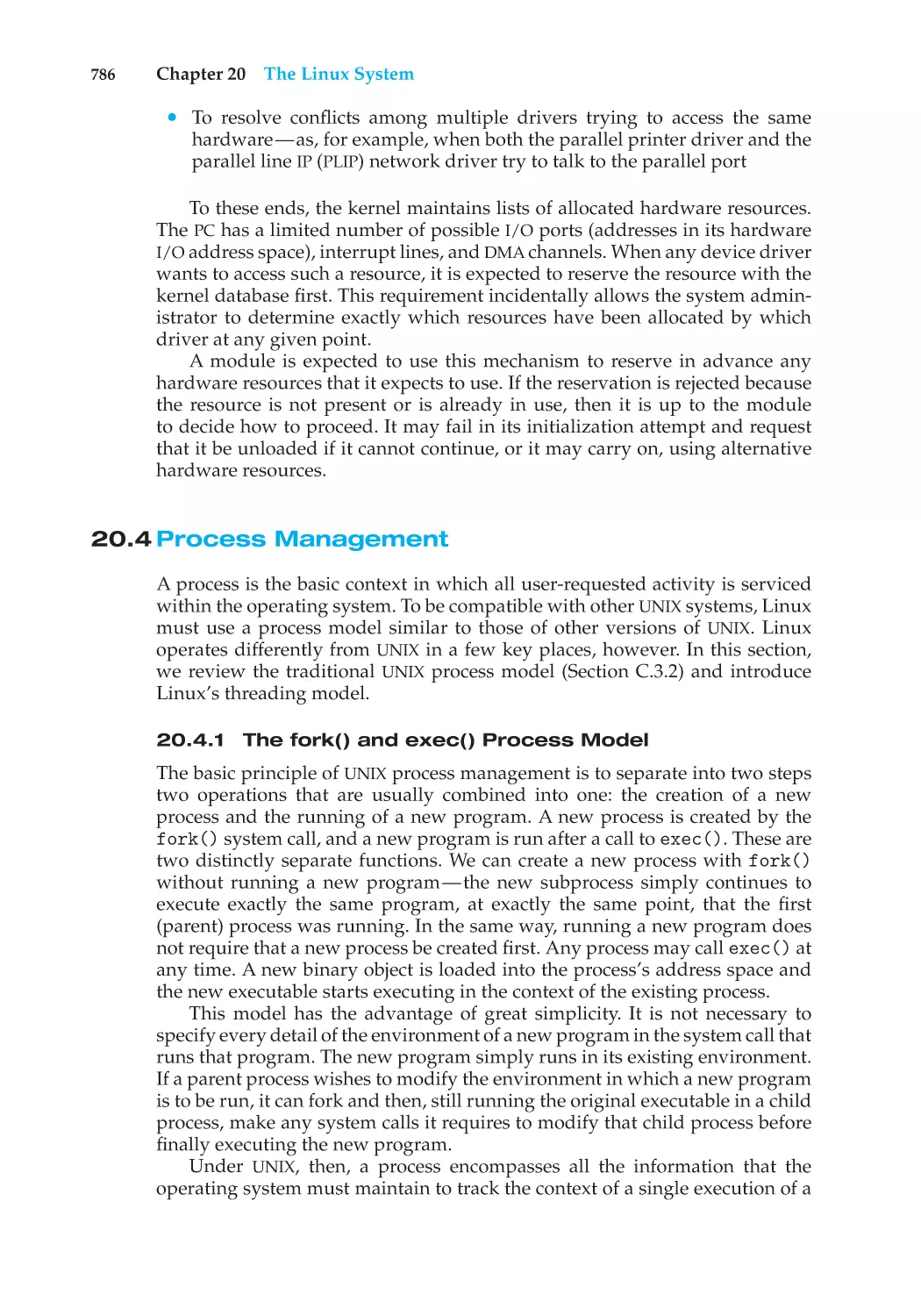 20.4 Process Management
20.4.1 The fork() and exec() Process Model