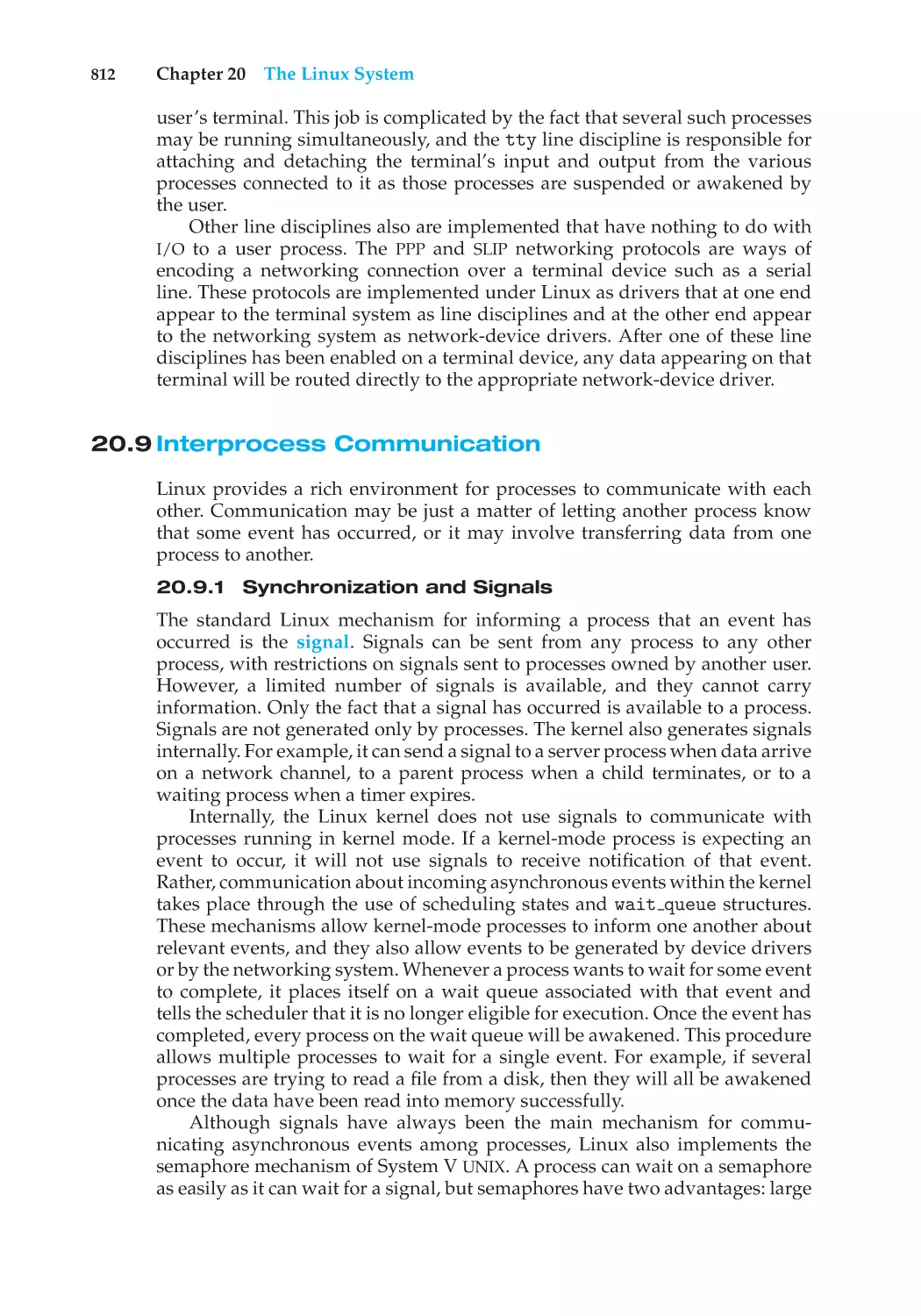 20.9 Interprocess Communication
20.9.1 Synchronization and Signals