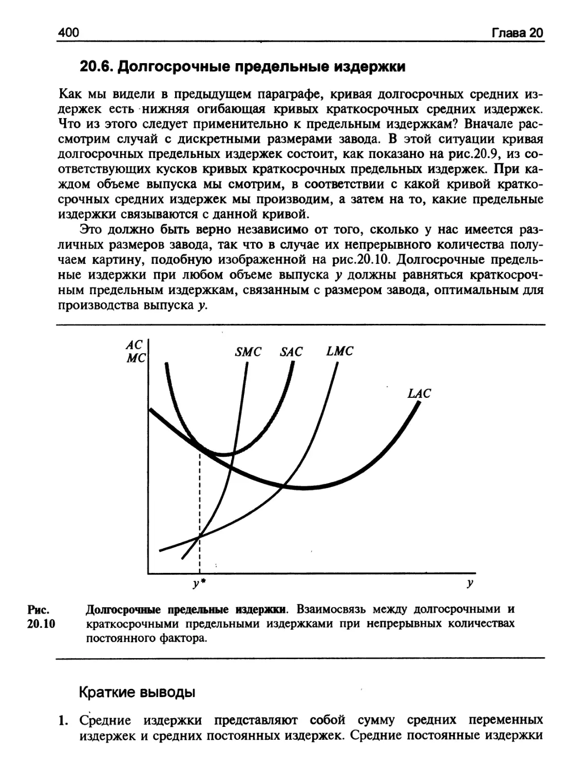 Долгосрочные предельные издержки
Краткие выводы