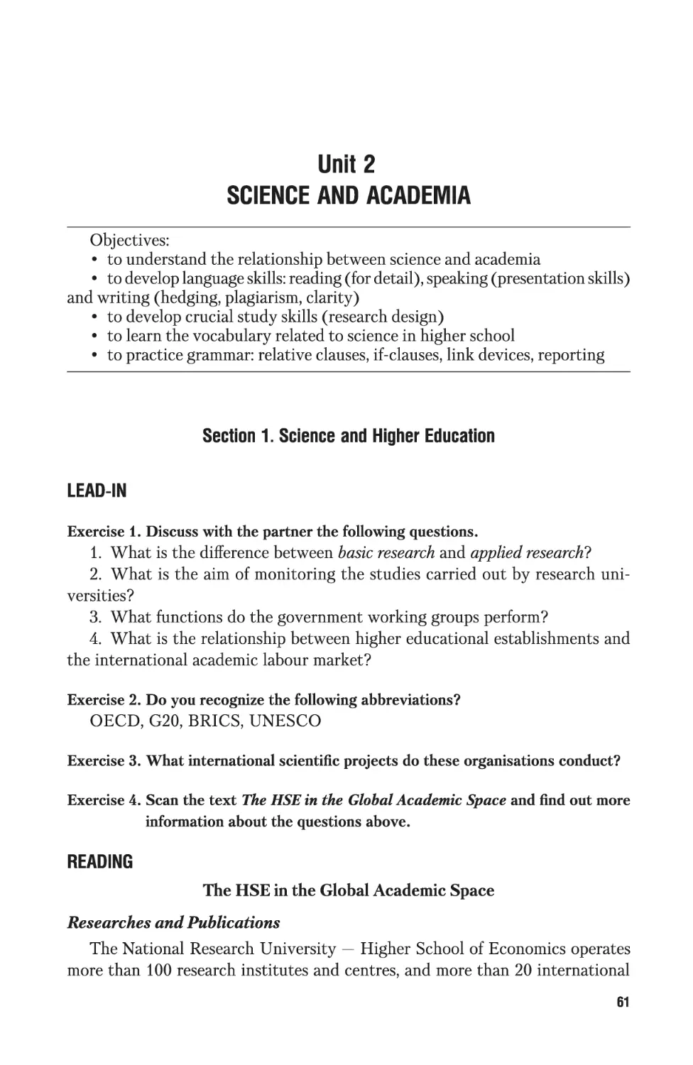 Unit 2. Science and Academia