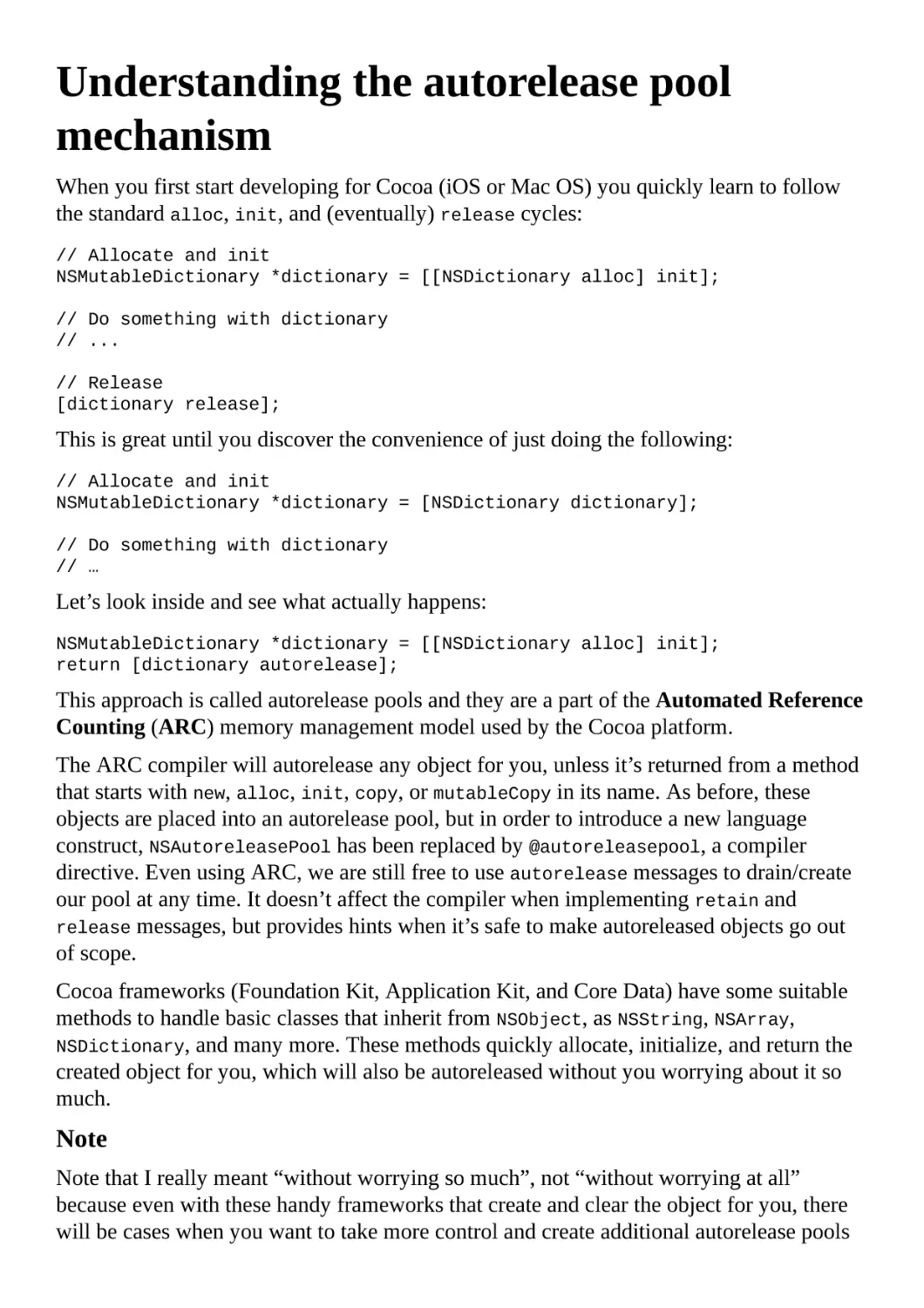 Understanding the autorelease pool mechanism