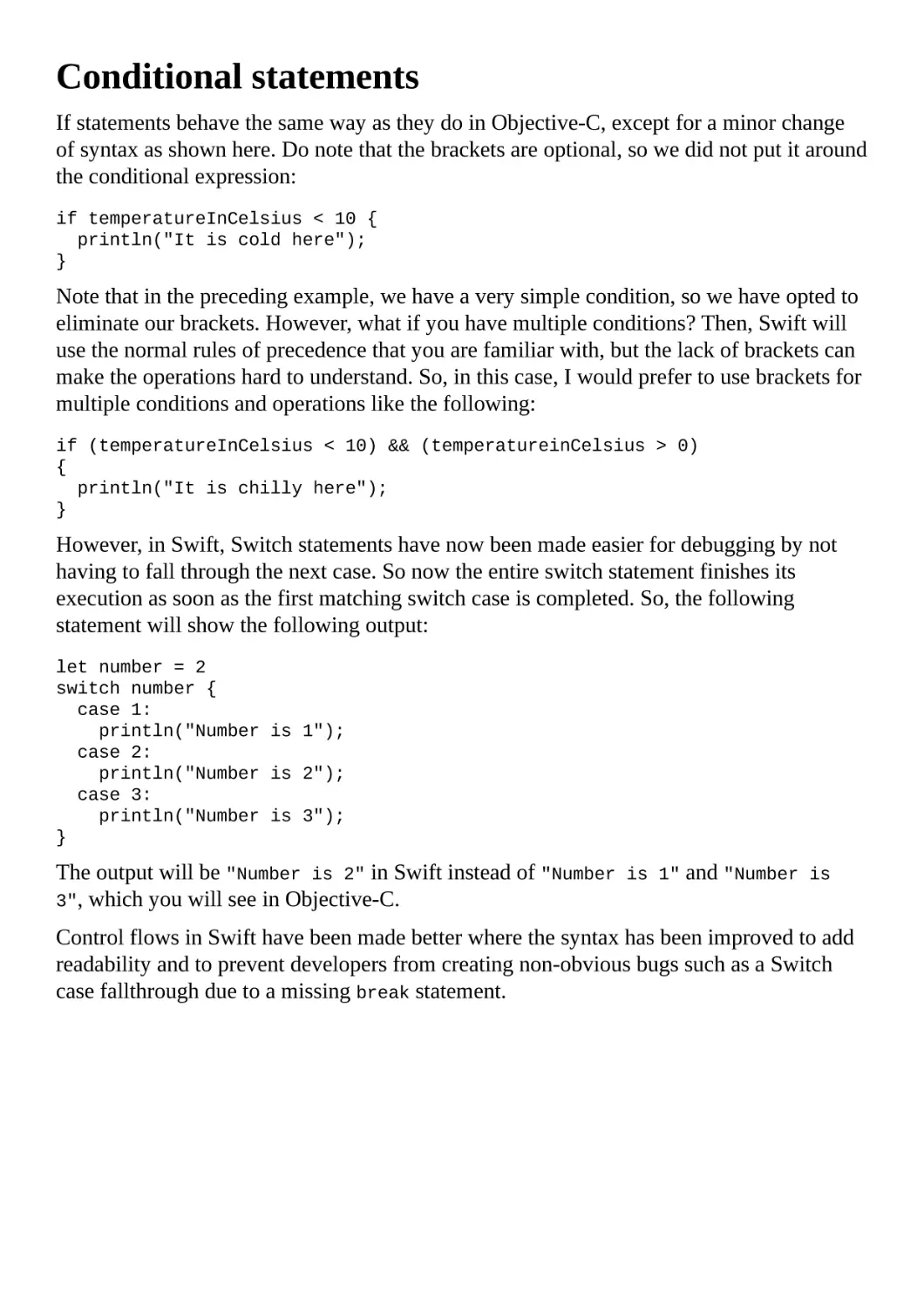 Conditional statements