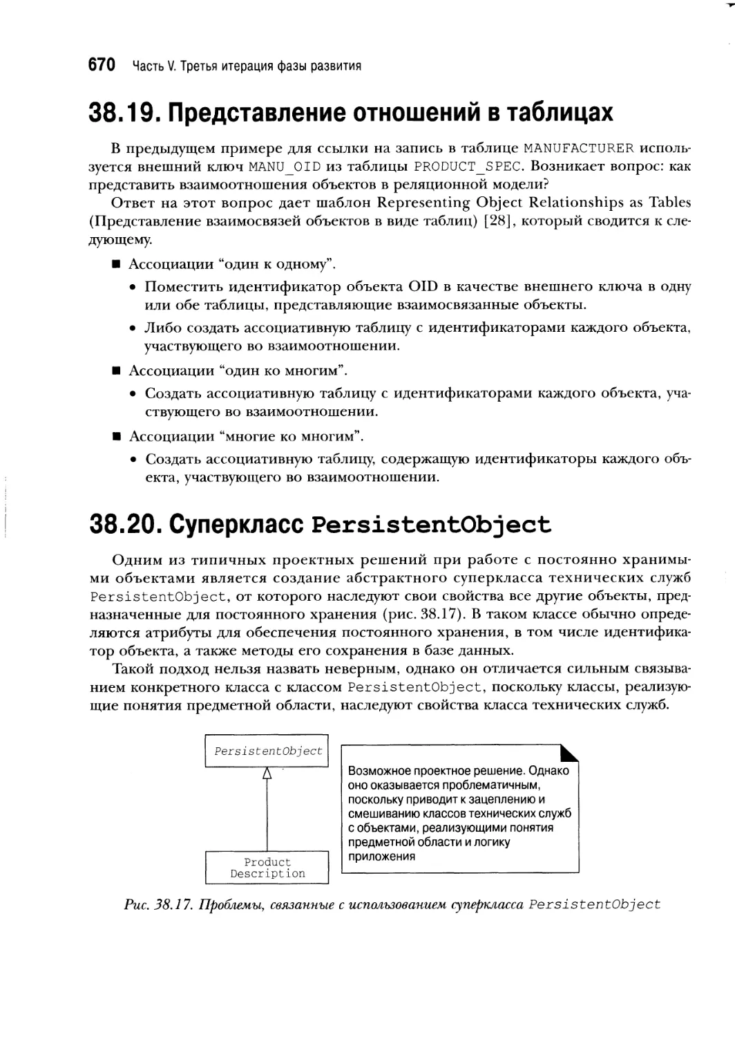 38.19. Представление отношений в таблицах
38.20. Суперкласс PersistentObject