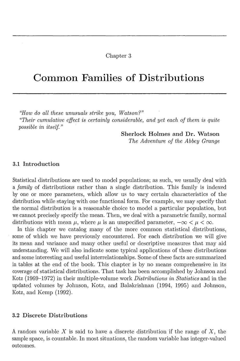 3. Common Families of Distributions