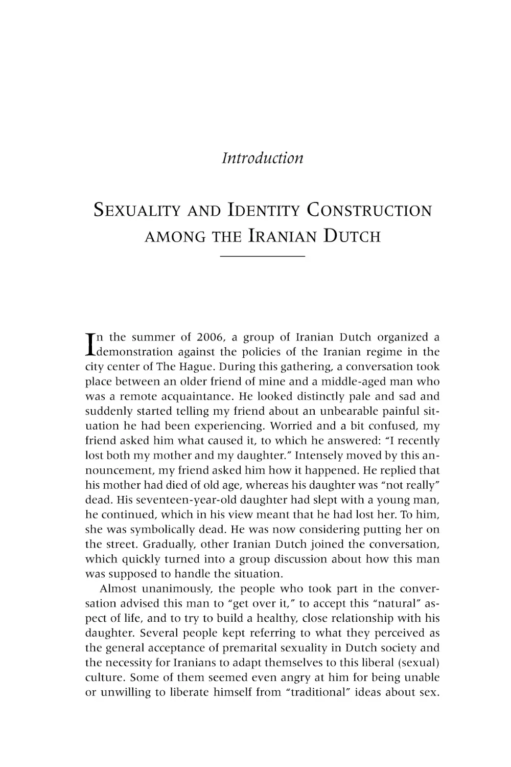 Introduction SEXUALITY AND IDENTITY CONSTRUCTION AMONG THE IRANIAN DUTCH