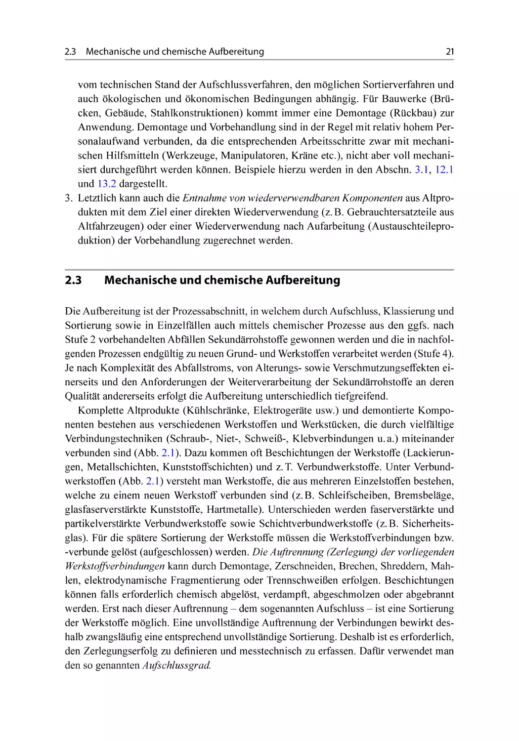 2.3 Mechanische und chemische Aufbereitung