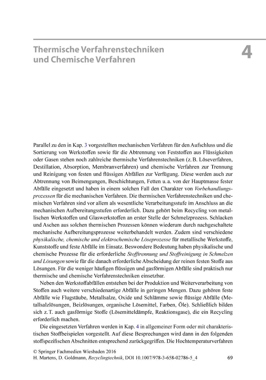 4 Thermische Verfahrenstechniken und Chemische Verfahren