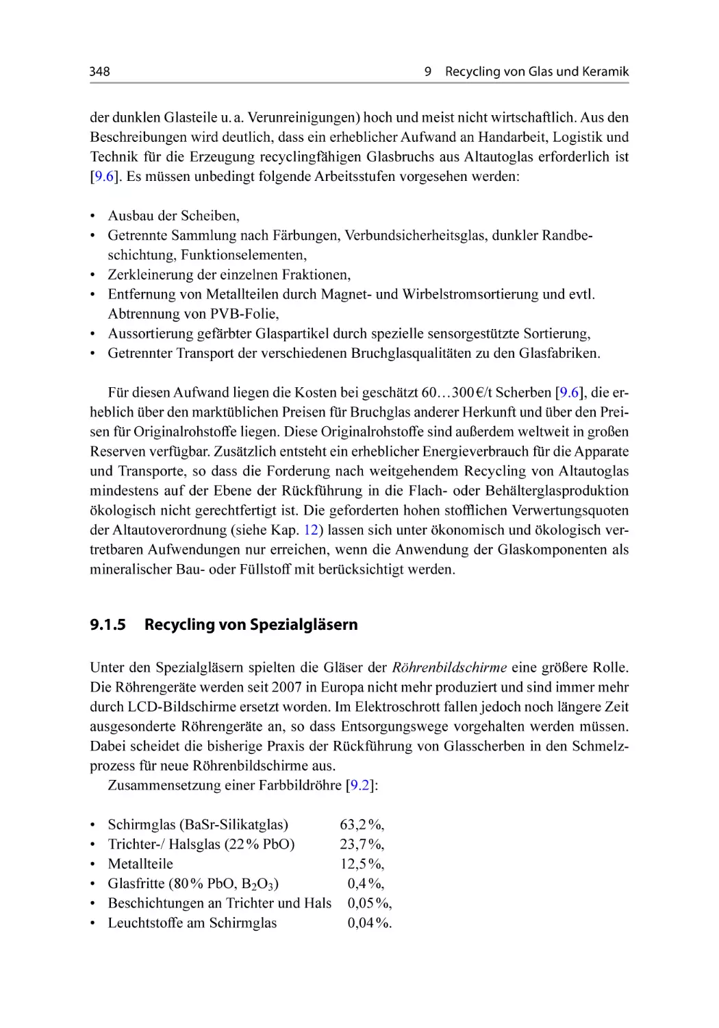 9.1.5 Recycling von Spezialgläsern