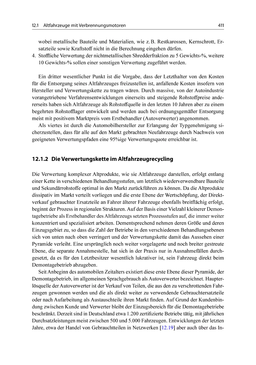 12.1.2 Die Verwertungskette im Altfahrzeugrecycling