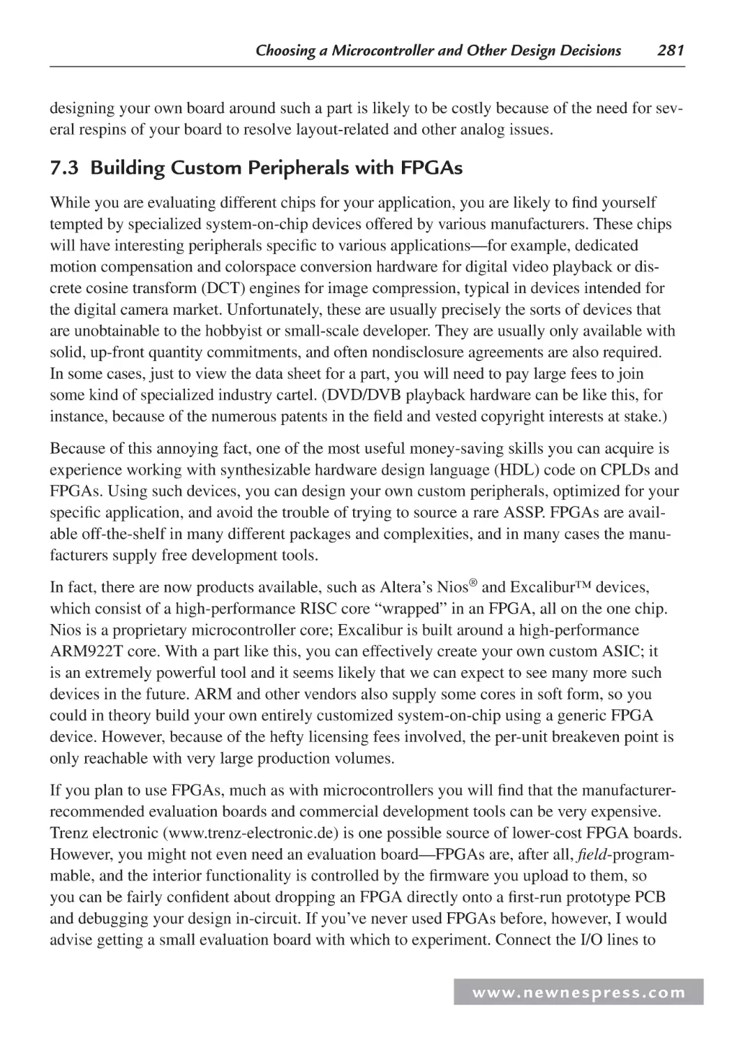 7.3 Building Custom Peripherals with FPGAs