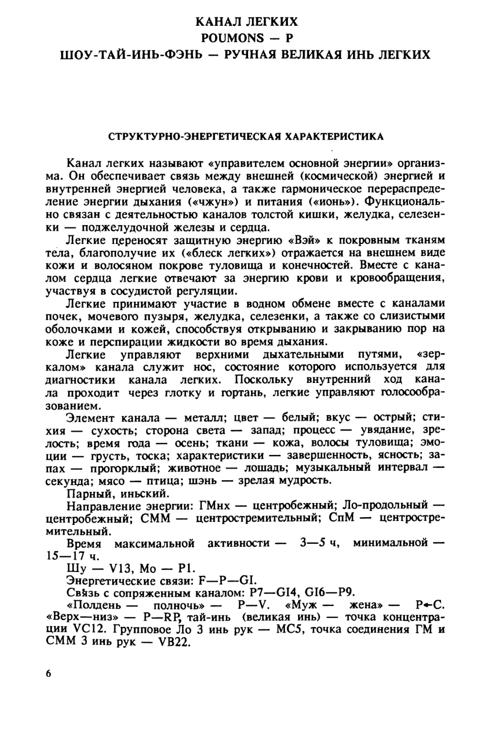 Схема описания микропунктурного представительства органов и каналов
КАНАЛЫ