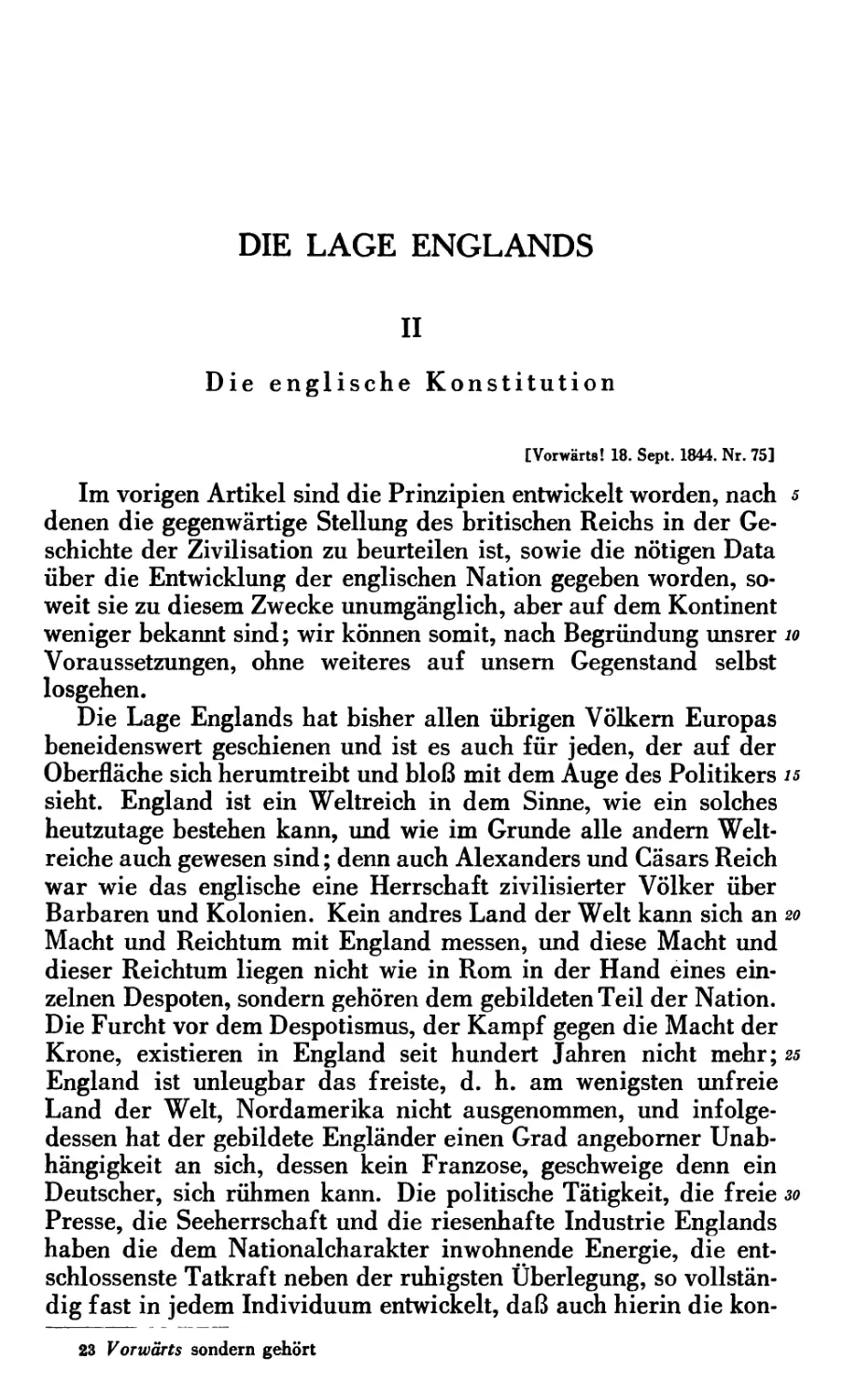 II. Die englische Konstitution