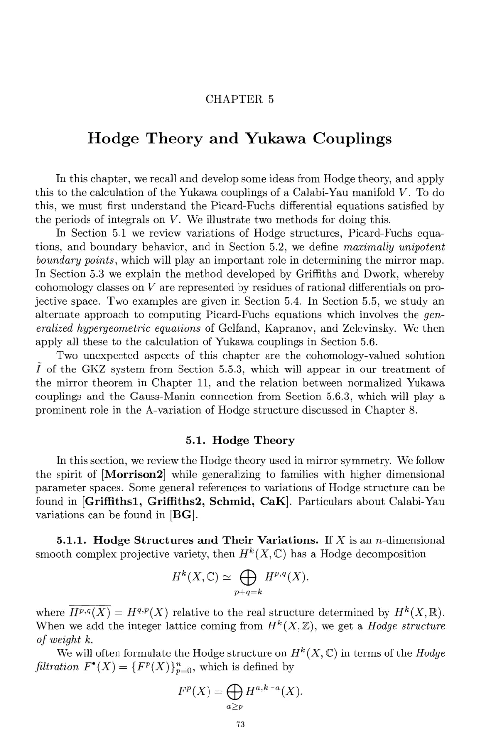Chapter 5. Hodge Theory and Yukawa Couplings