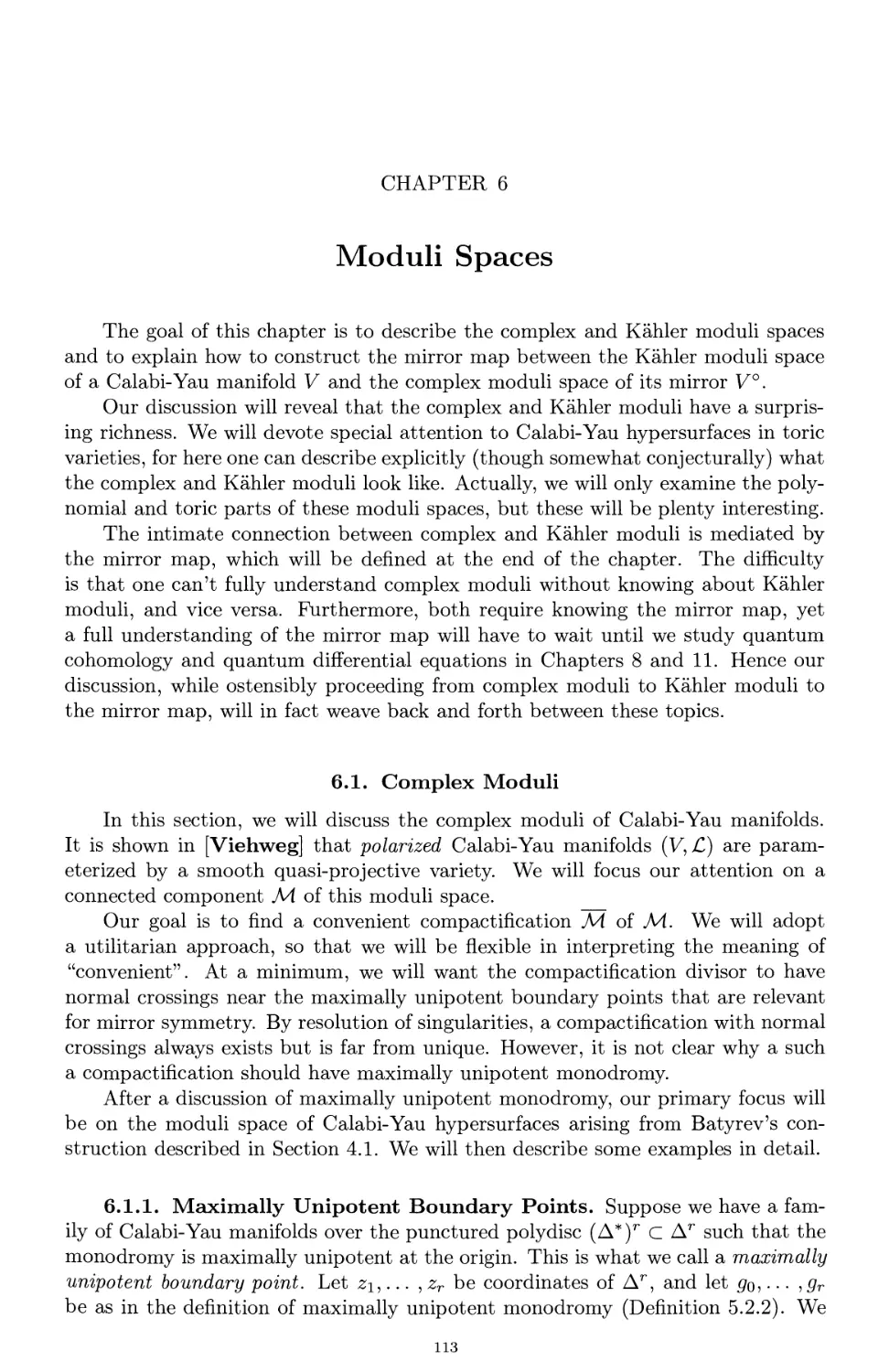 Chapter 6. Moduli Spaces