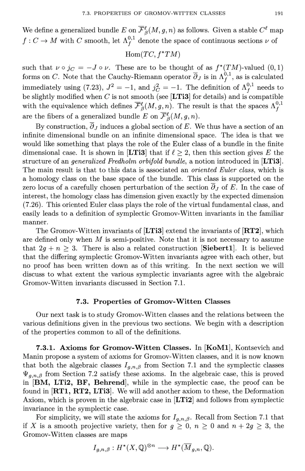 7.3. Properties of Gromov-Witten Classes