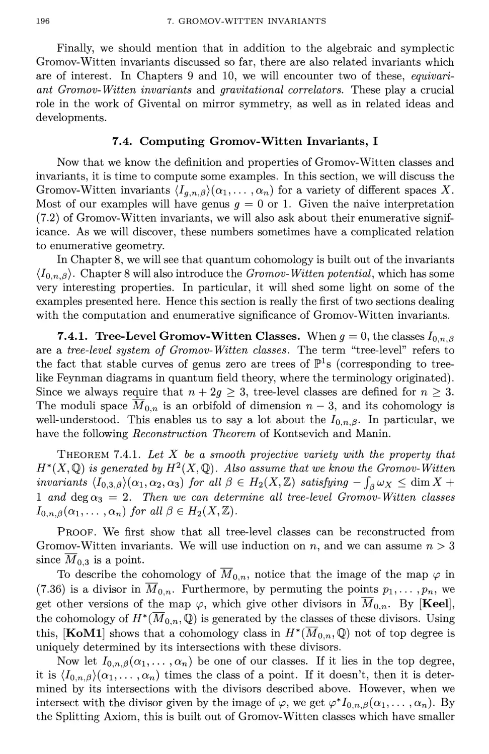 7.4. Computing Gromov-Witten Invariants, I