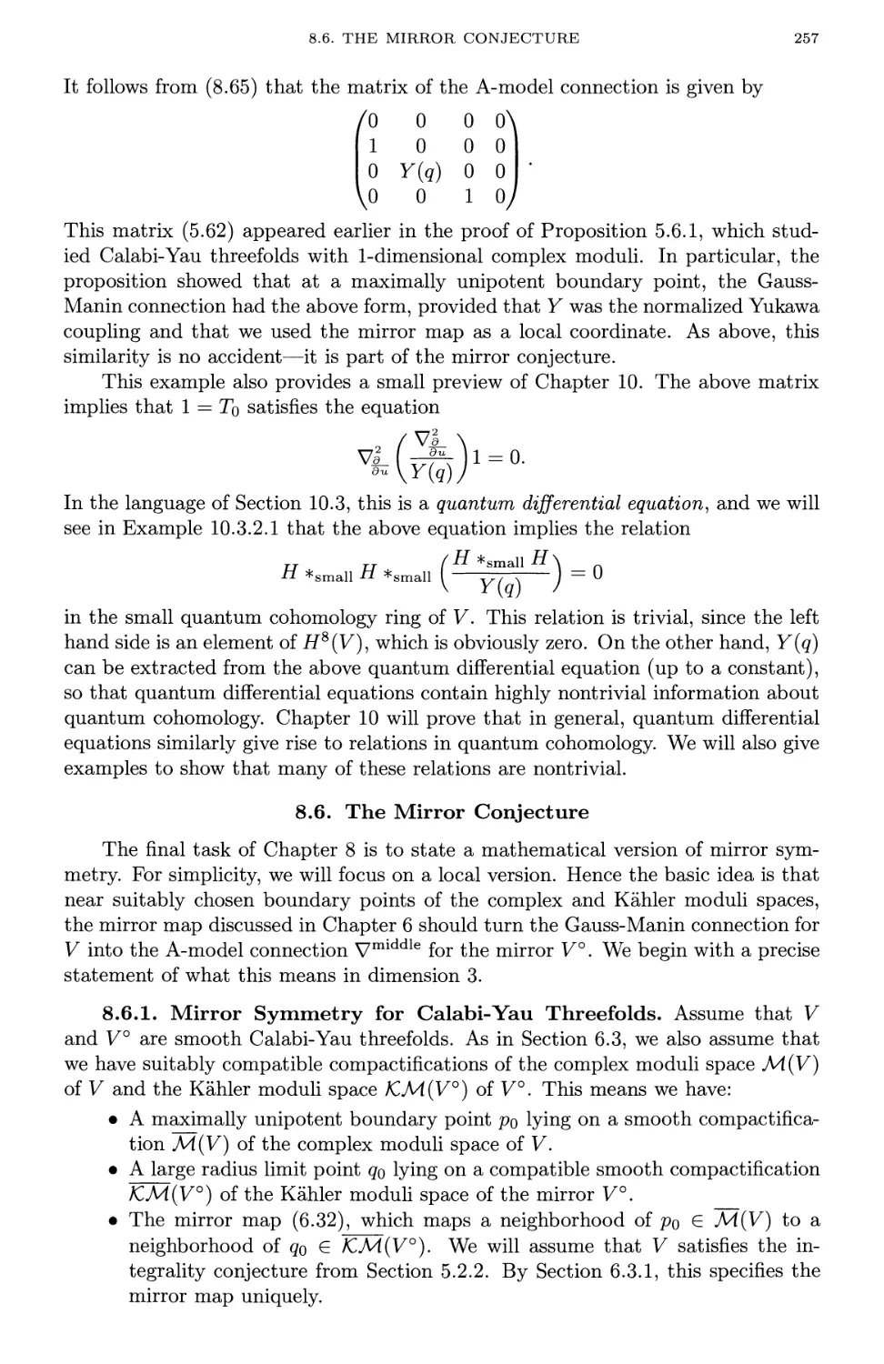 8.6. The Mirror Conjecture