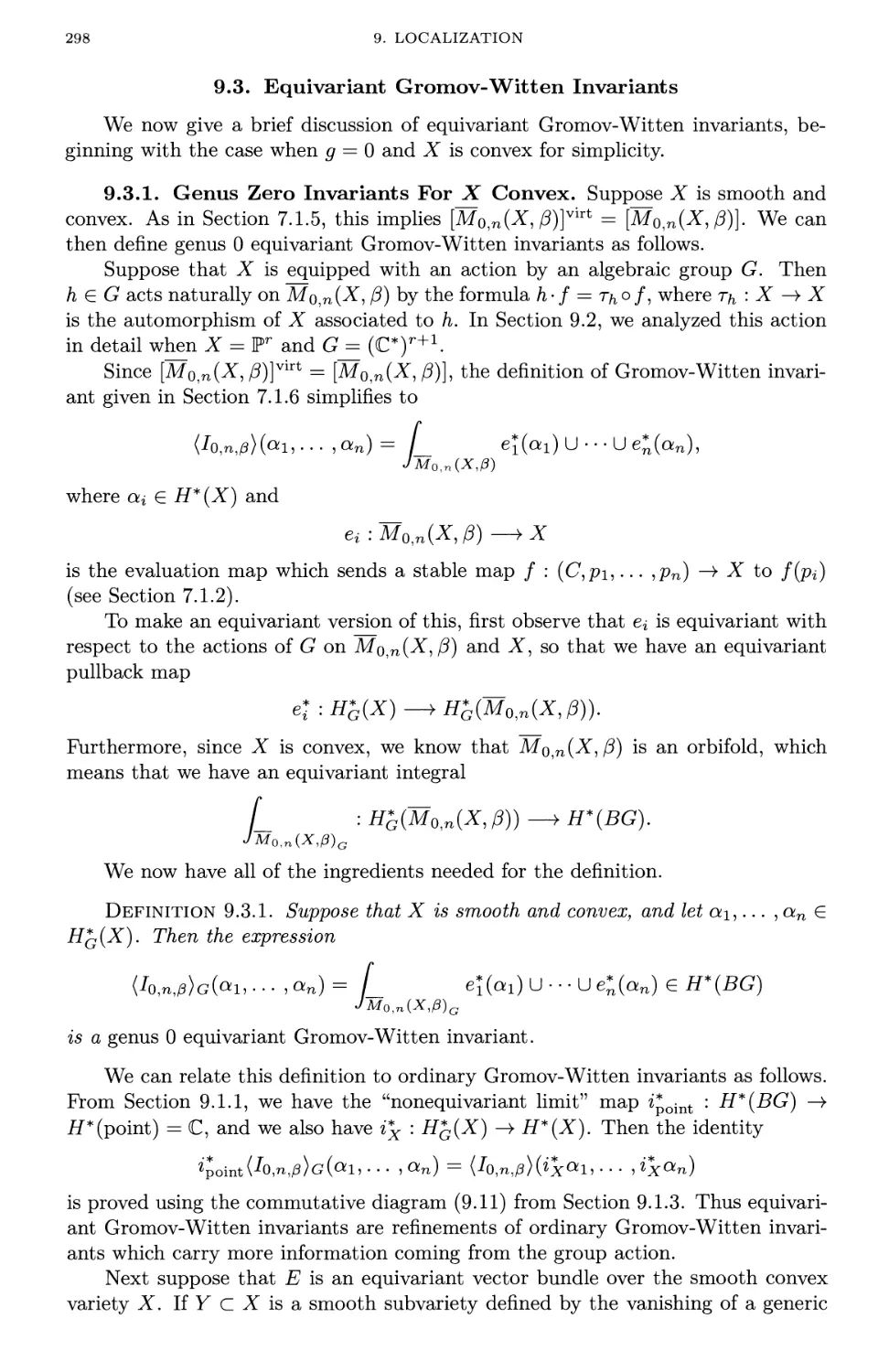 9.3. Equivariant Gromov-Witten Invariants
