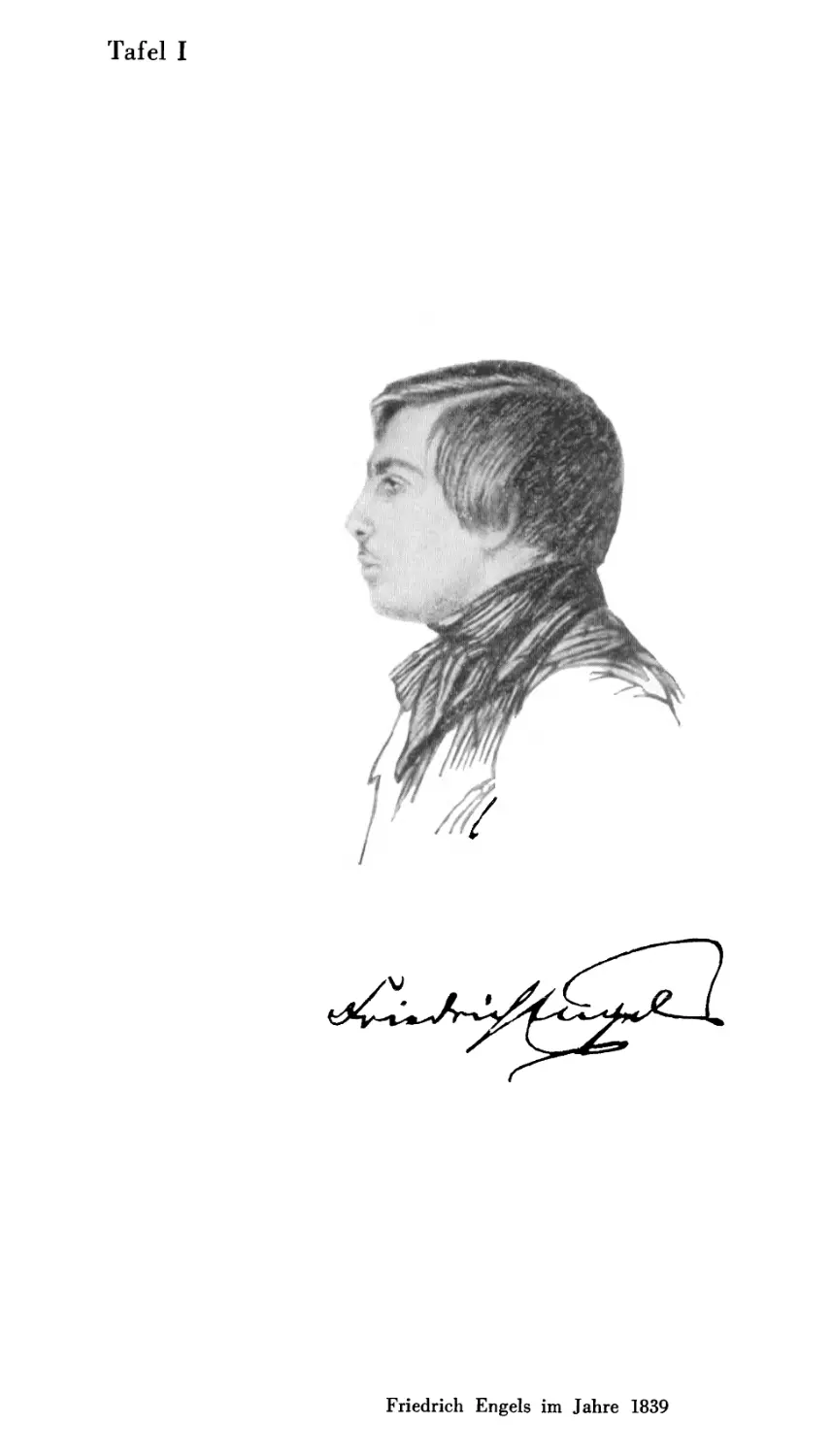 Tafel I: Friedrich Engels im Jahre 1839