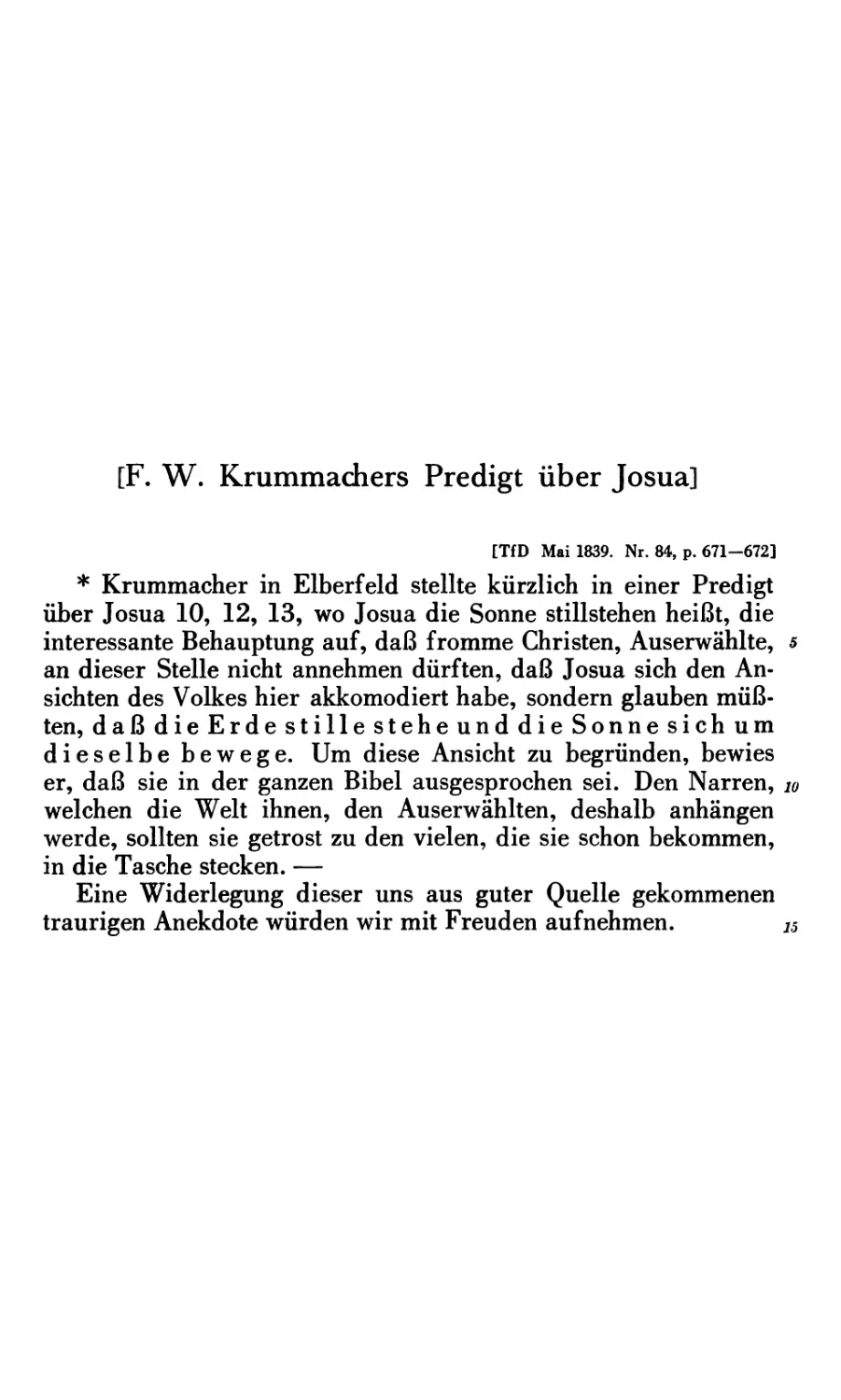 F. W. Krummachers Predigt über Josua