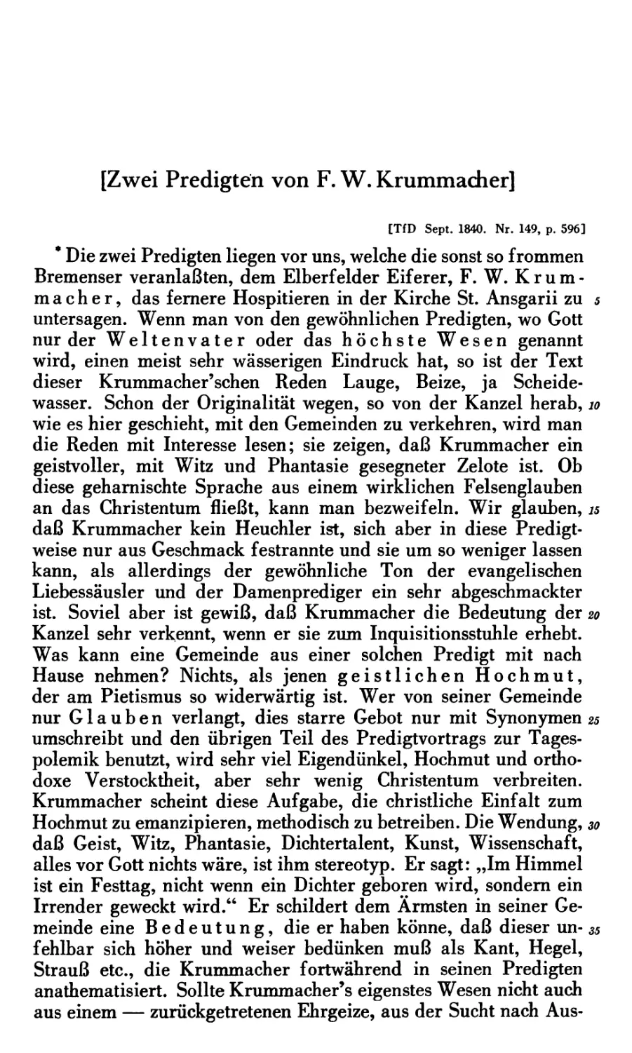 Zwei Predigten von F. W. Krummacher