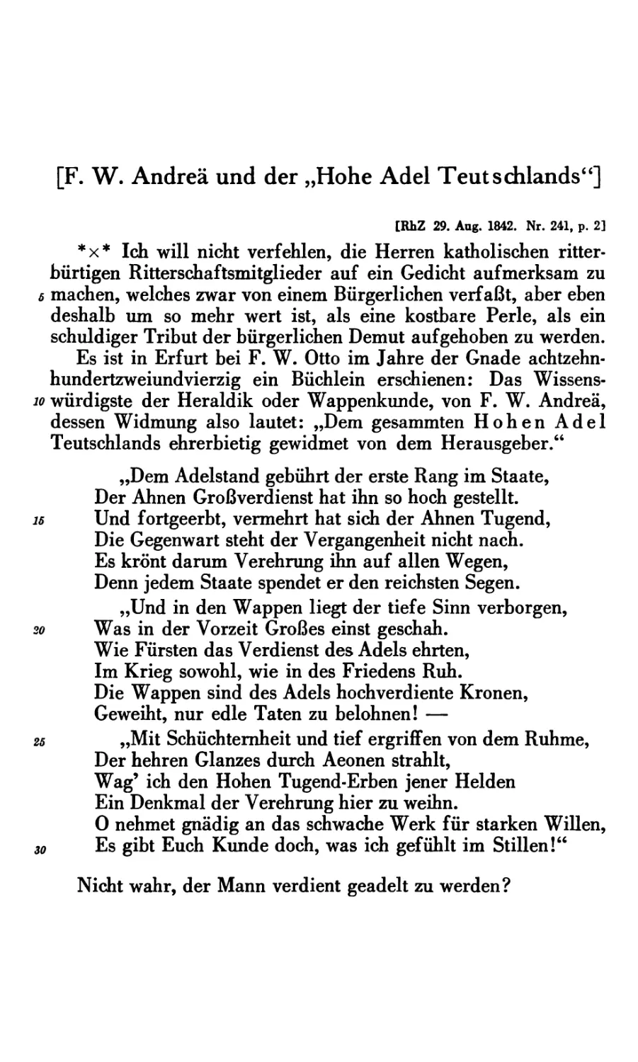 F. W. Andreä und der „Hohe Adel Teutschlands“