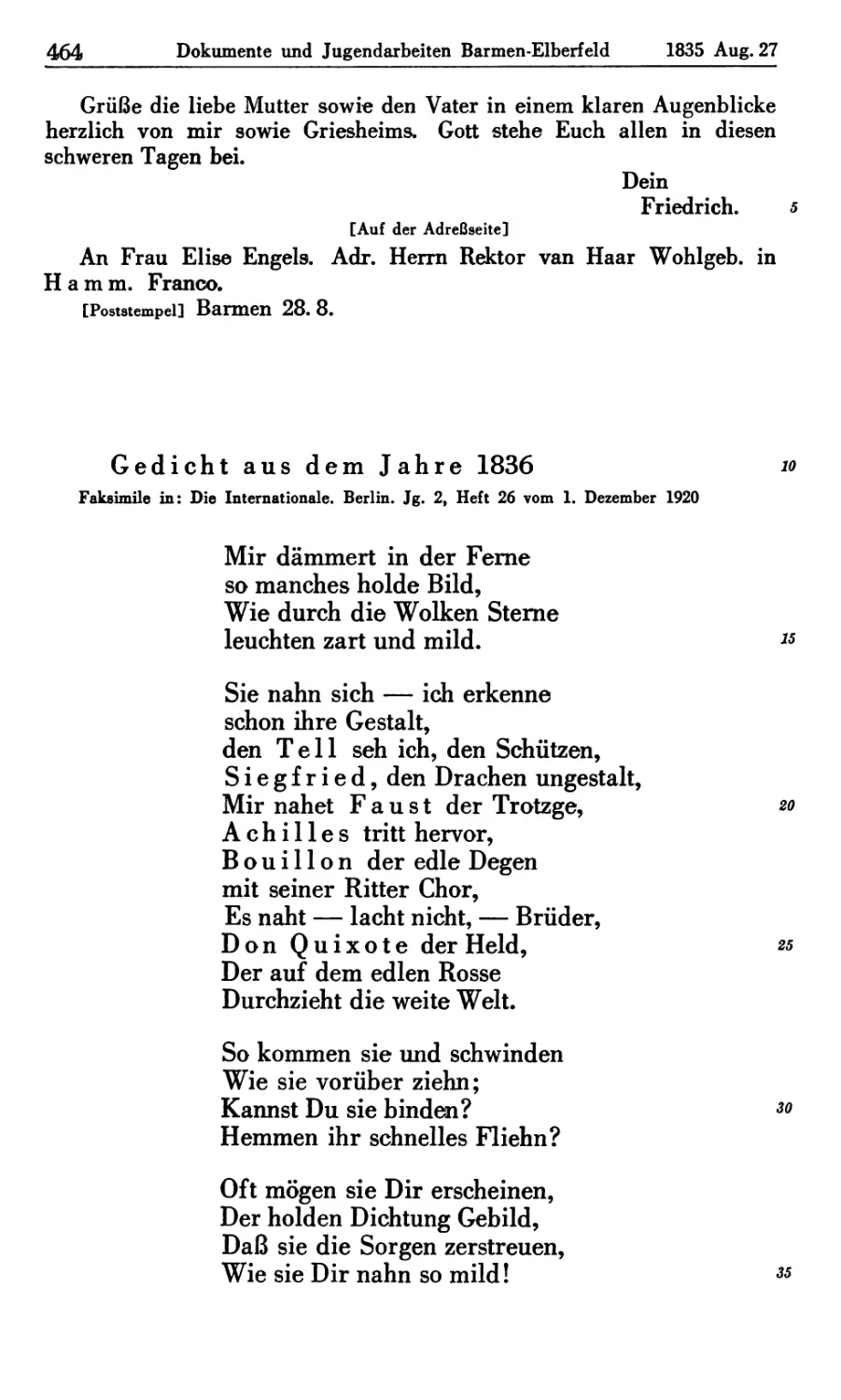 5. Gedicht aus dem Jahre 1836