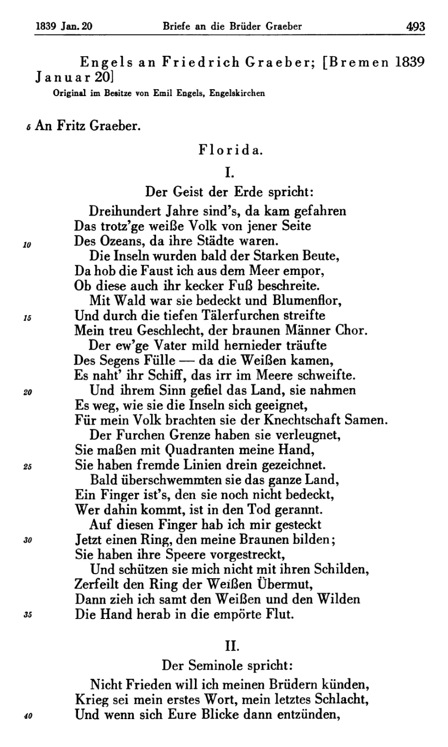 Engels an Friedrich Graeber; [Bremen 1839 Januar 20]
