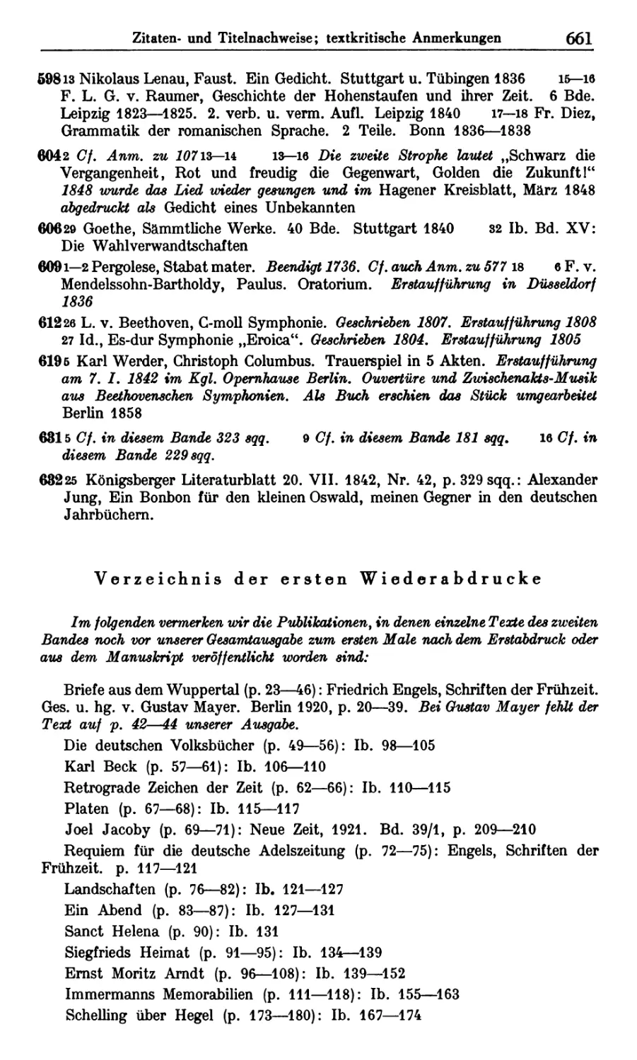 Verzeichnis der ersten Wiederabdrucke