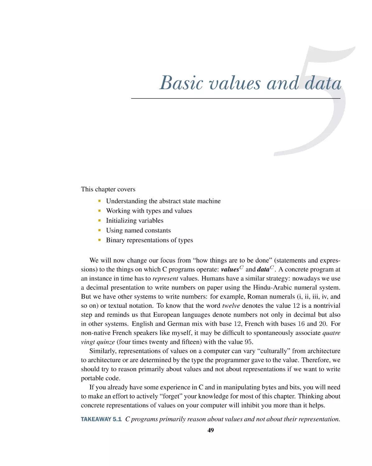 5 Basic values and data