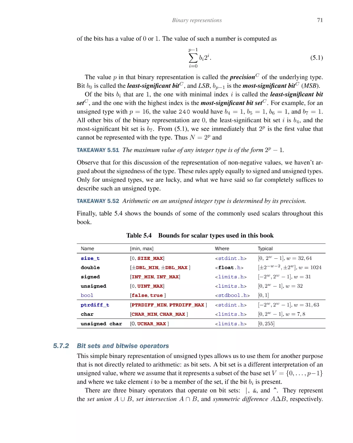 5.7.2 Bit sets and bitwise operators