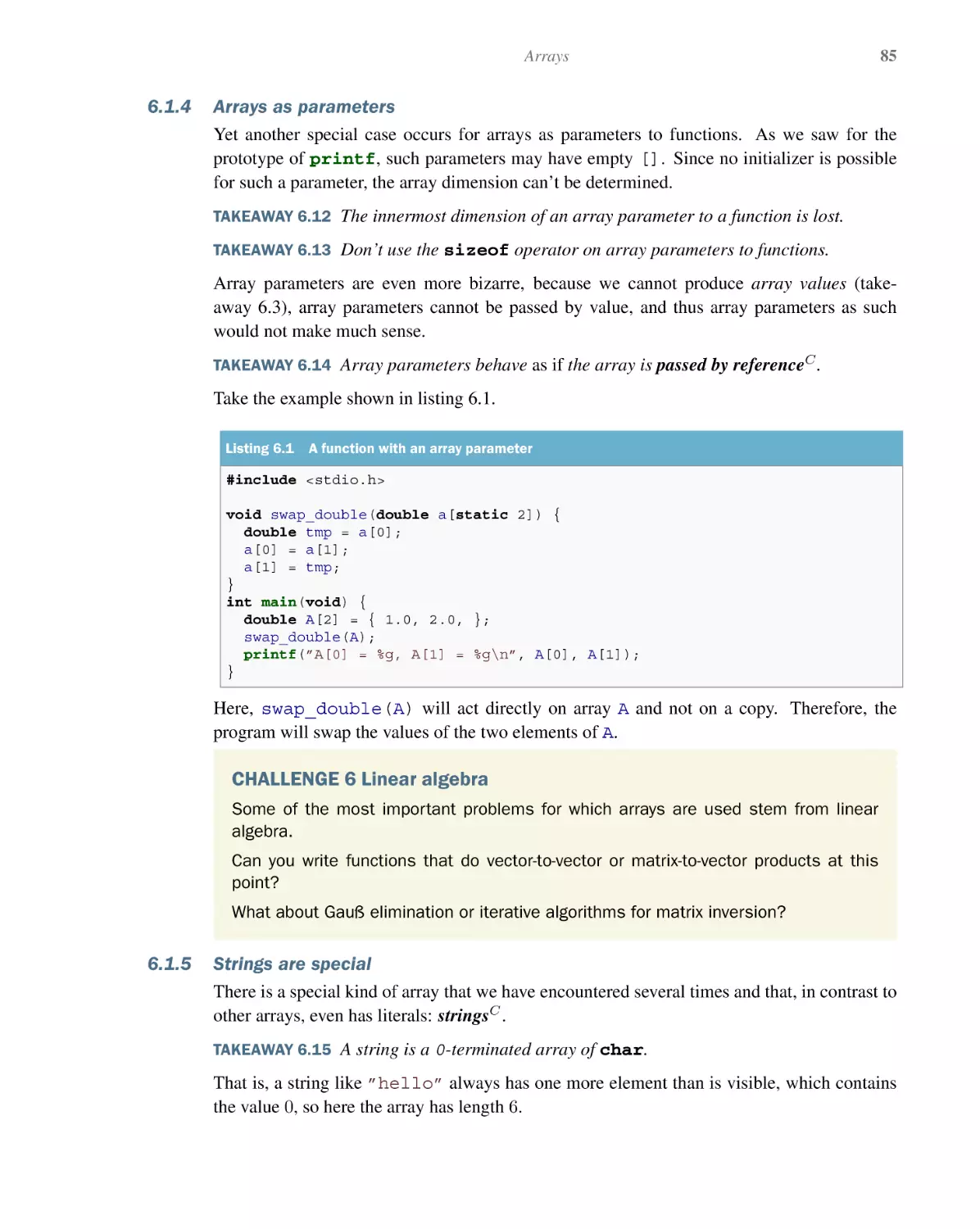 6.1.4 Arrays as parameters
6.1.5 Strings are special