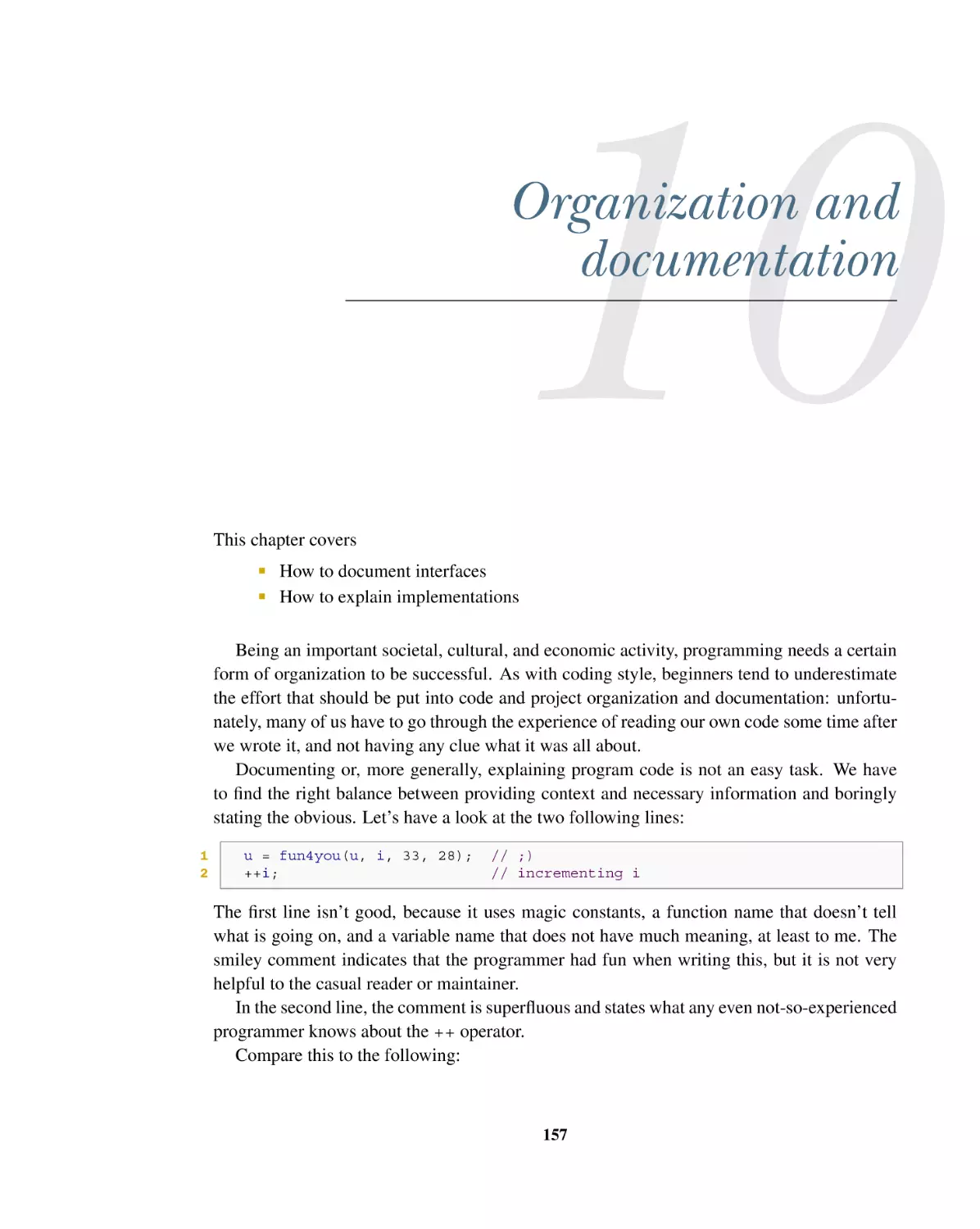 10 Organization and documentation