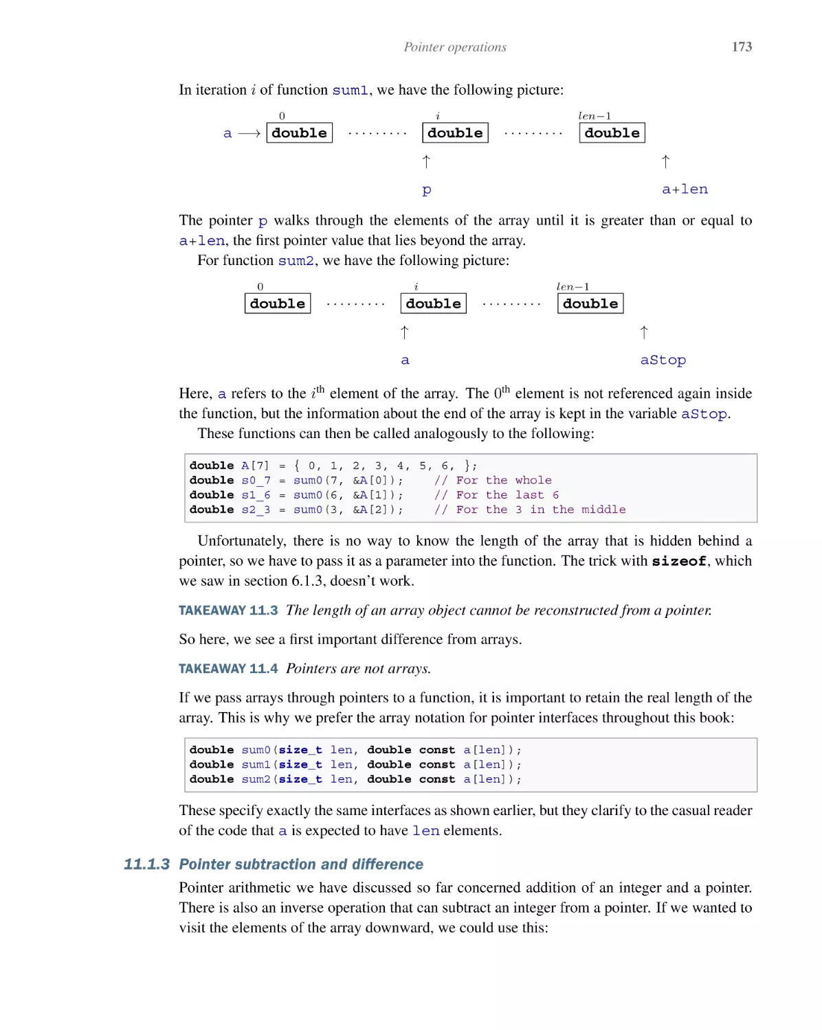 11.1.3 Pointer subtraction and difference