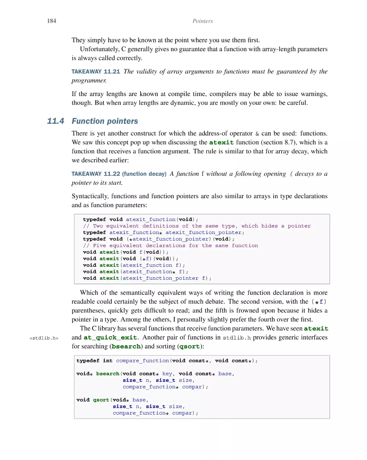 11.4 Function pointers