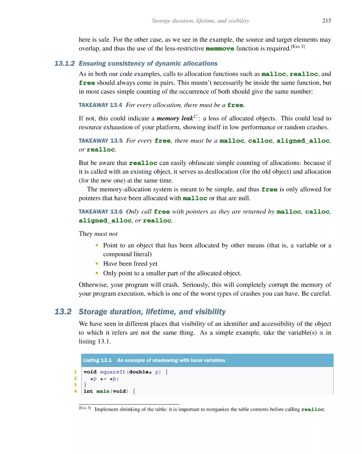 13.1.2 Ensuring consistency of dynamic allocations
13.2 Storage duration, lifetime, and visibility