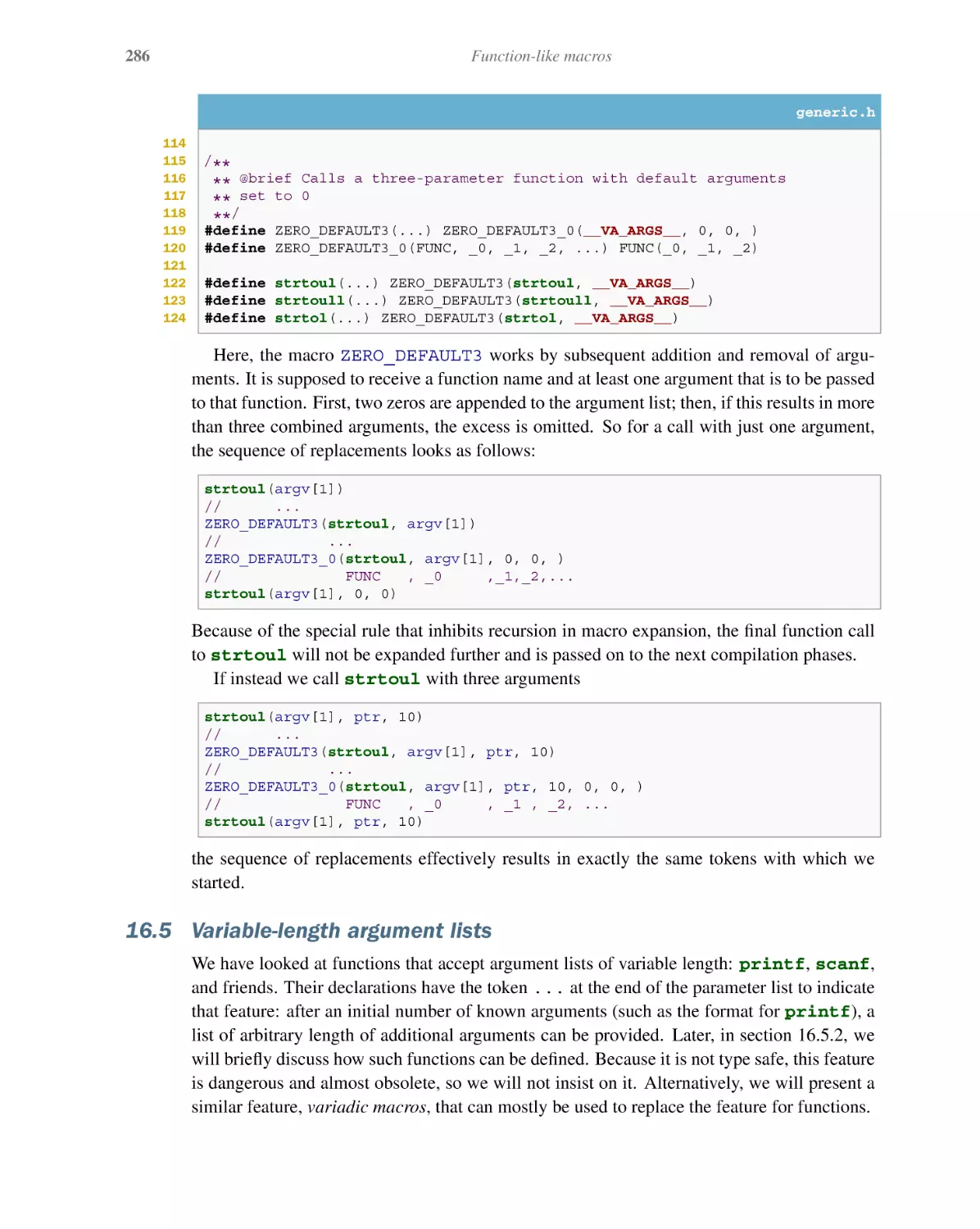 16.5 Variable-length argument lists