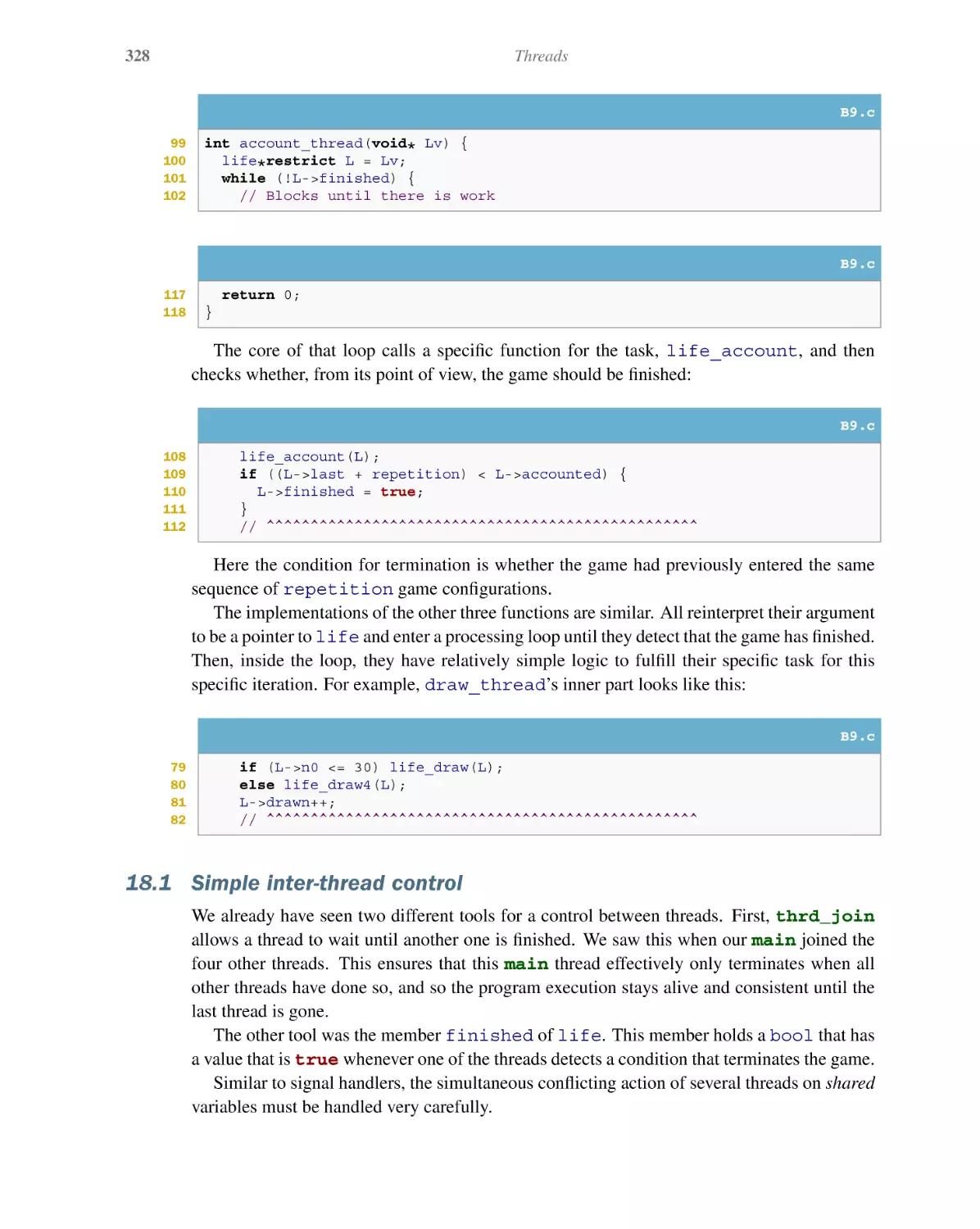 18.1 Simple inter-thread control