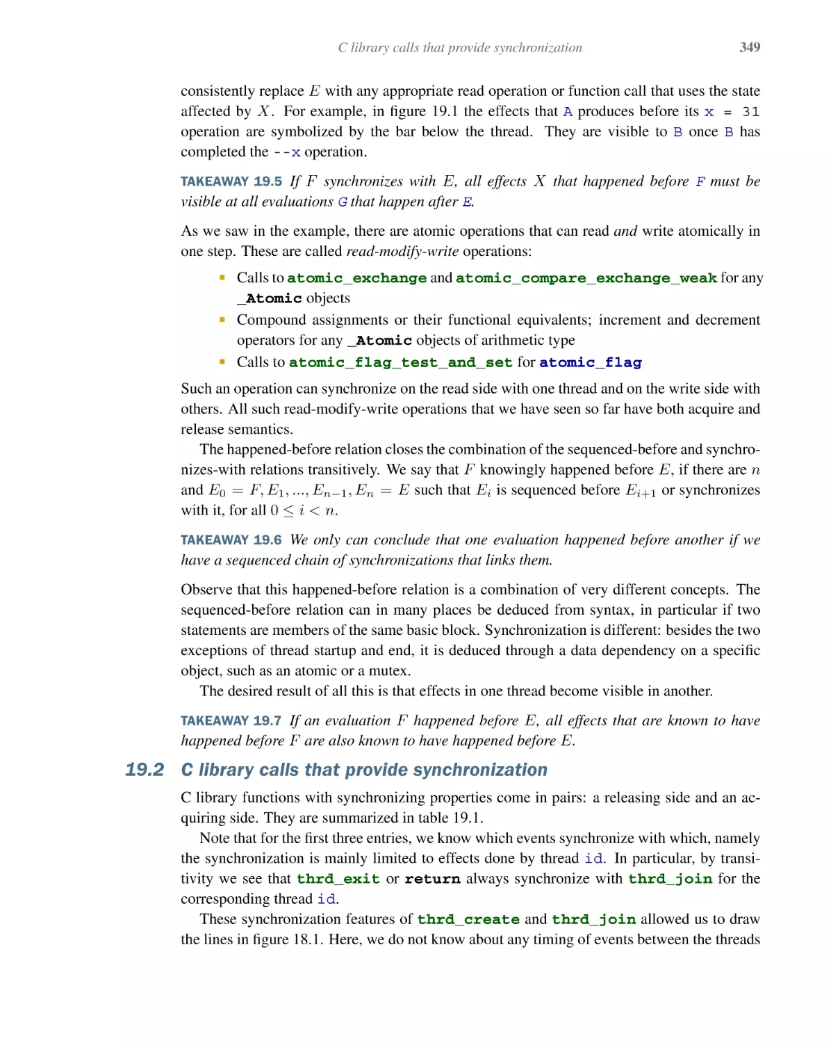 19.2 C library calls that provide synchronization