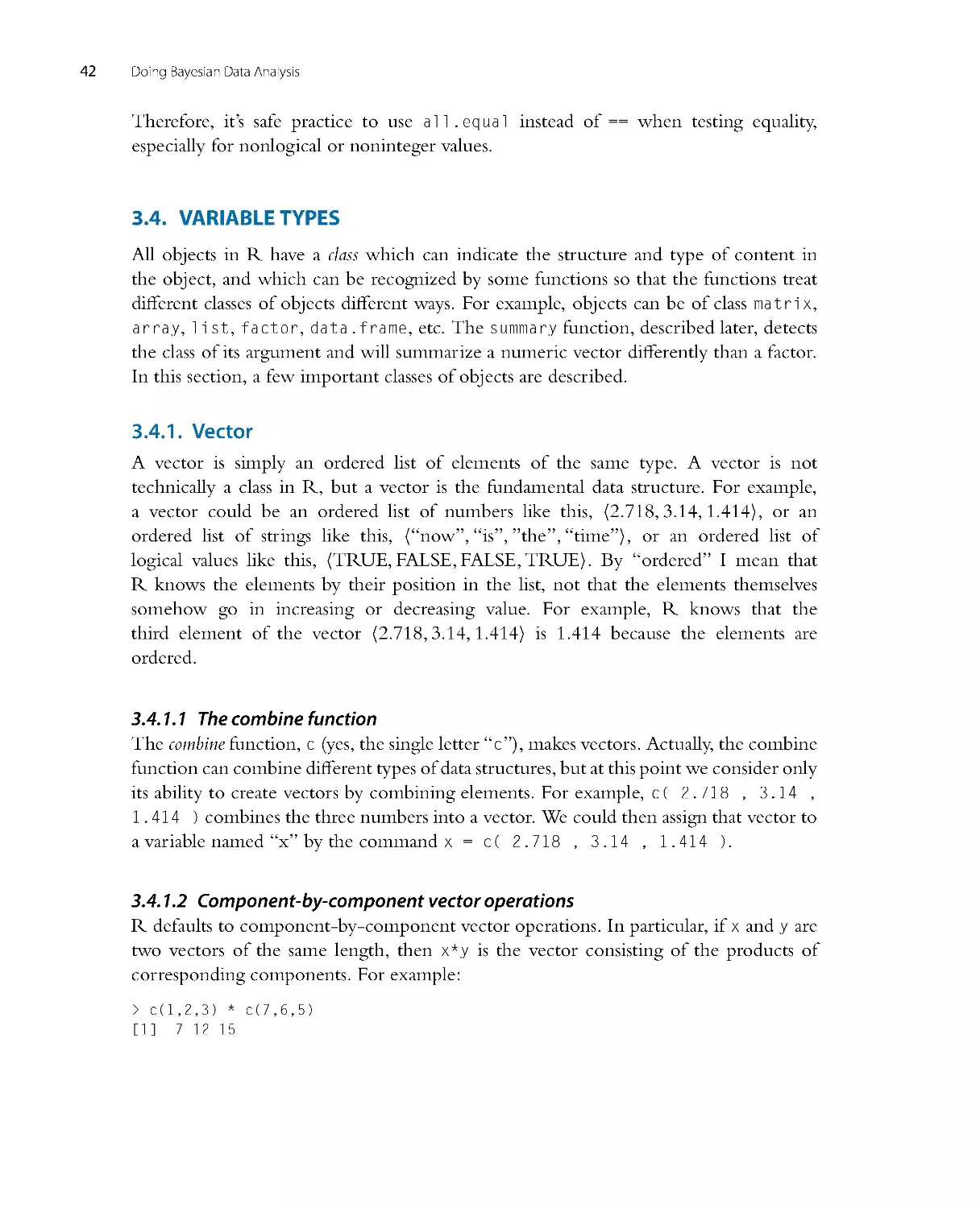 Variable Types
Component-by-component vector operations