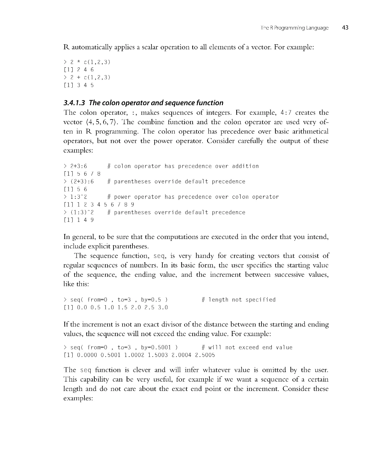 The colon operator and sequence function